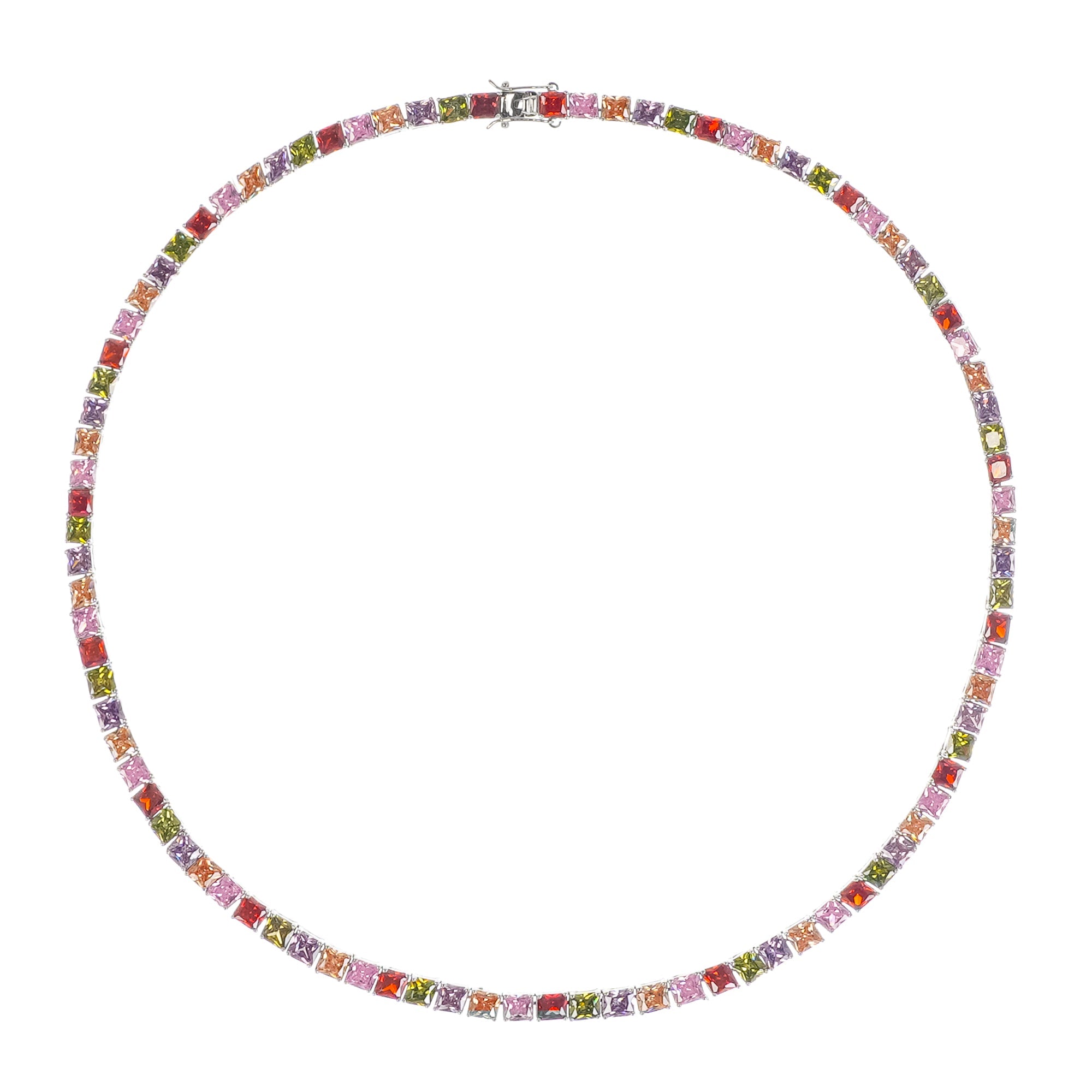Avril Multicolor Square Cut Crystal Embellished Necklace (Final Sale)
