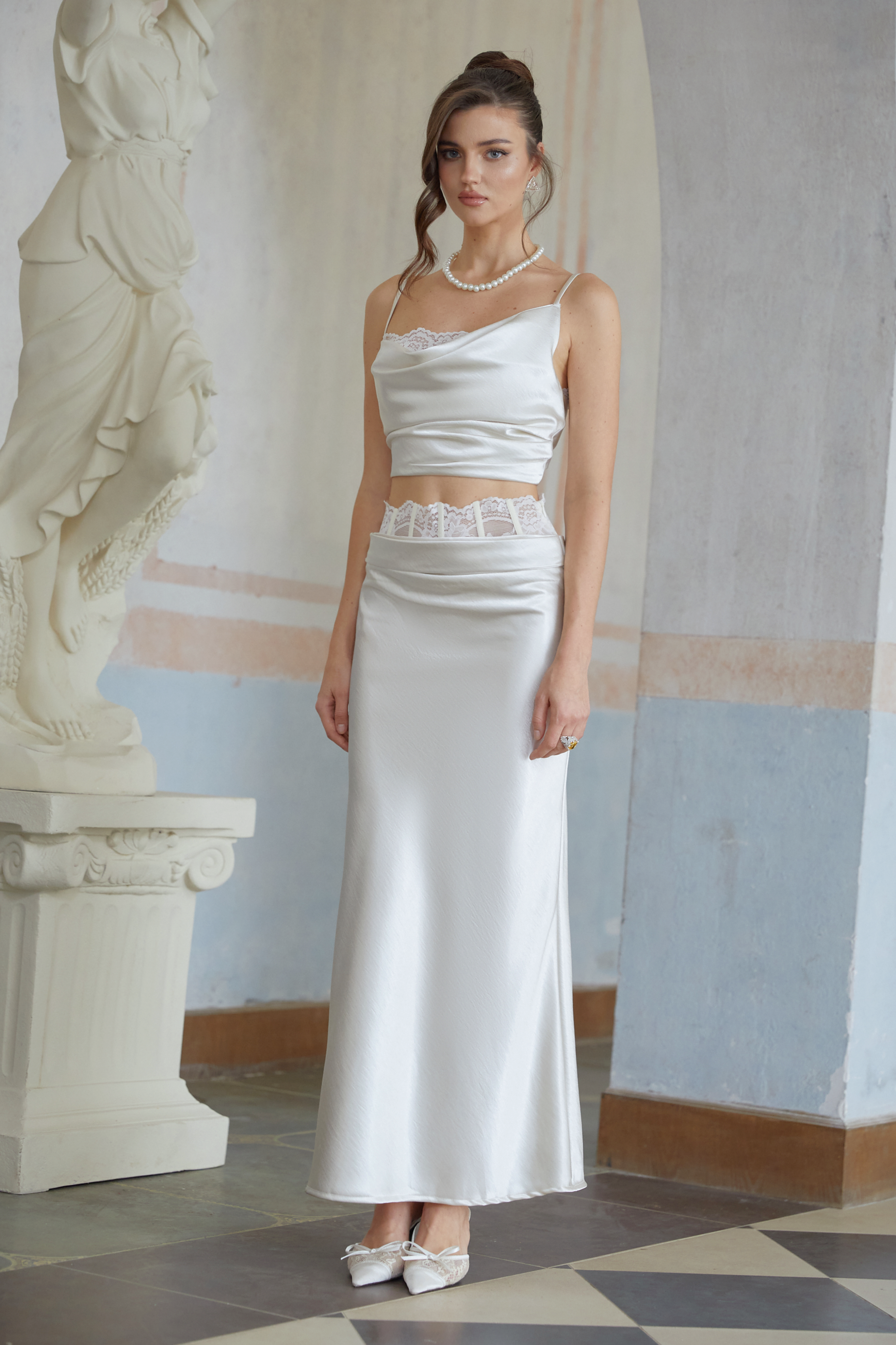 Eeva White Floral Lace Panel Maxi Skirt (Final Sale)