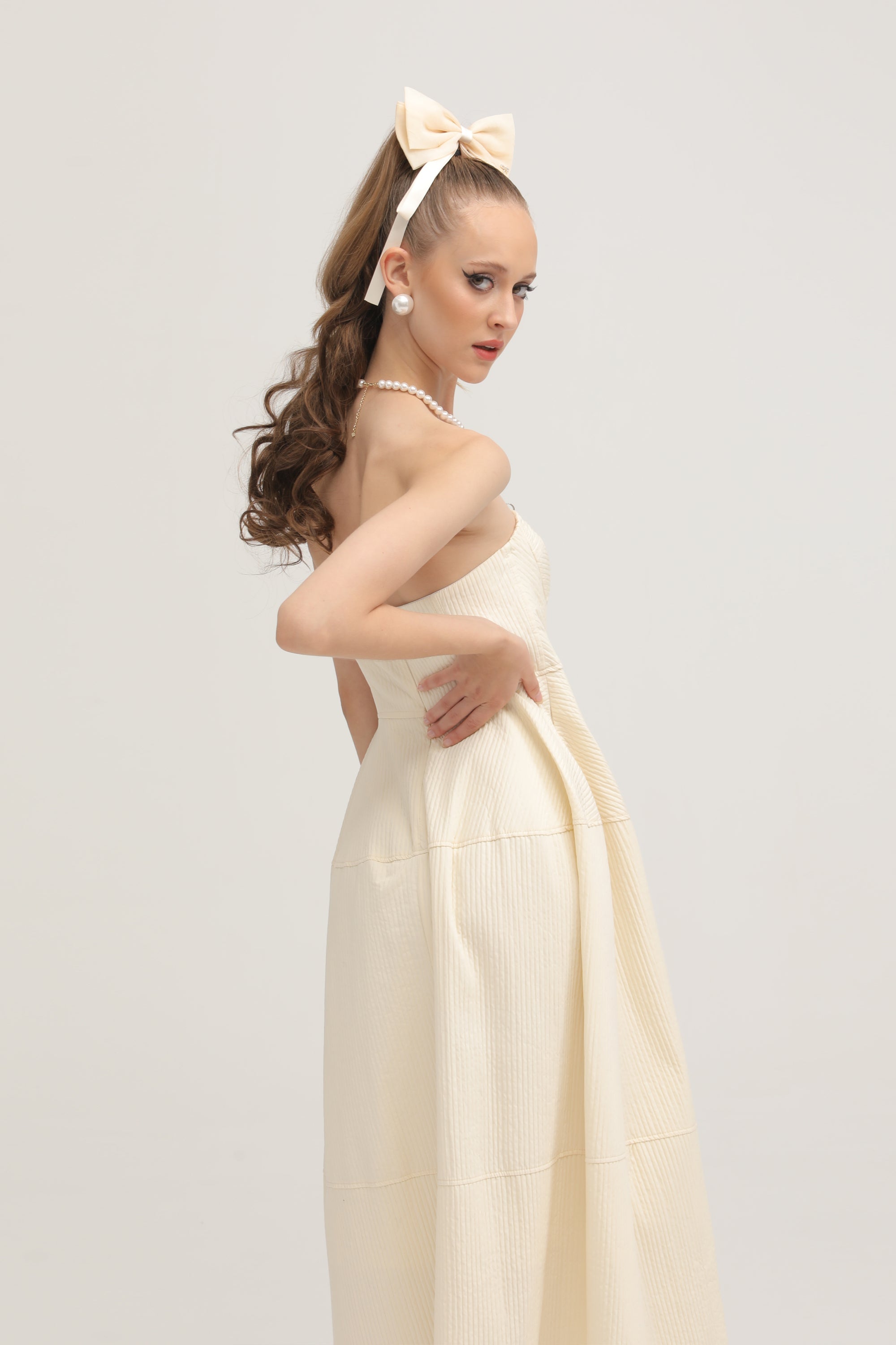 Cortny bustier-style pleated midi dress (Final Sale-US Only)
