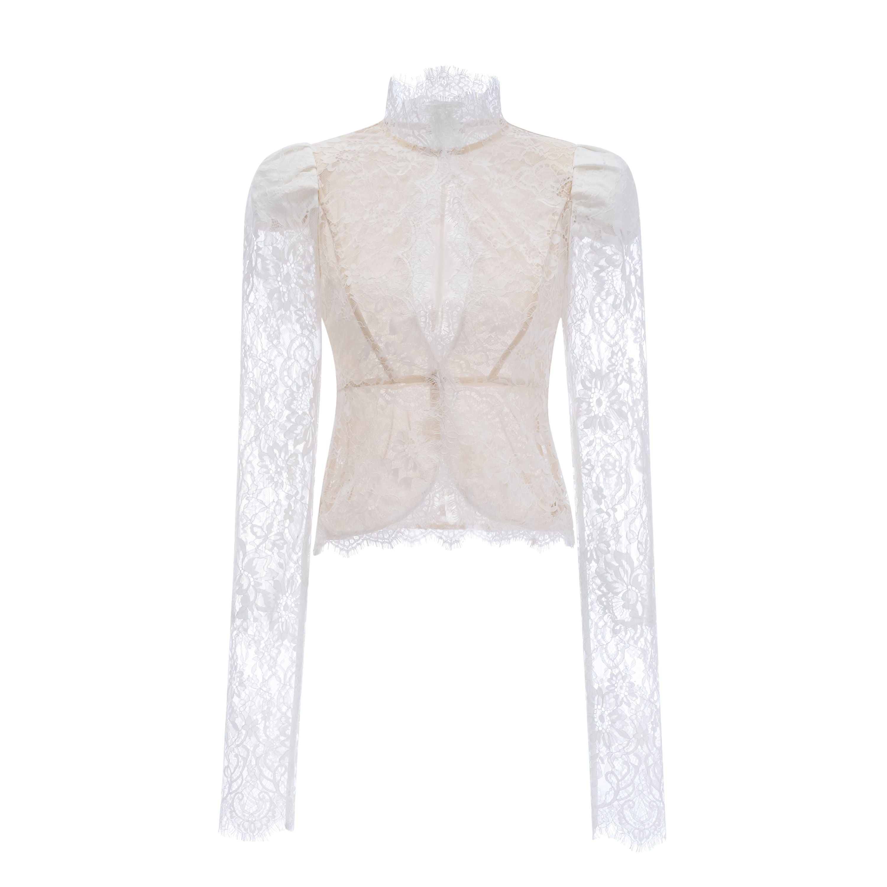 Adèle White Puff Floral Blouse & Mermaid Skirt Set (Final Sale-US Only)