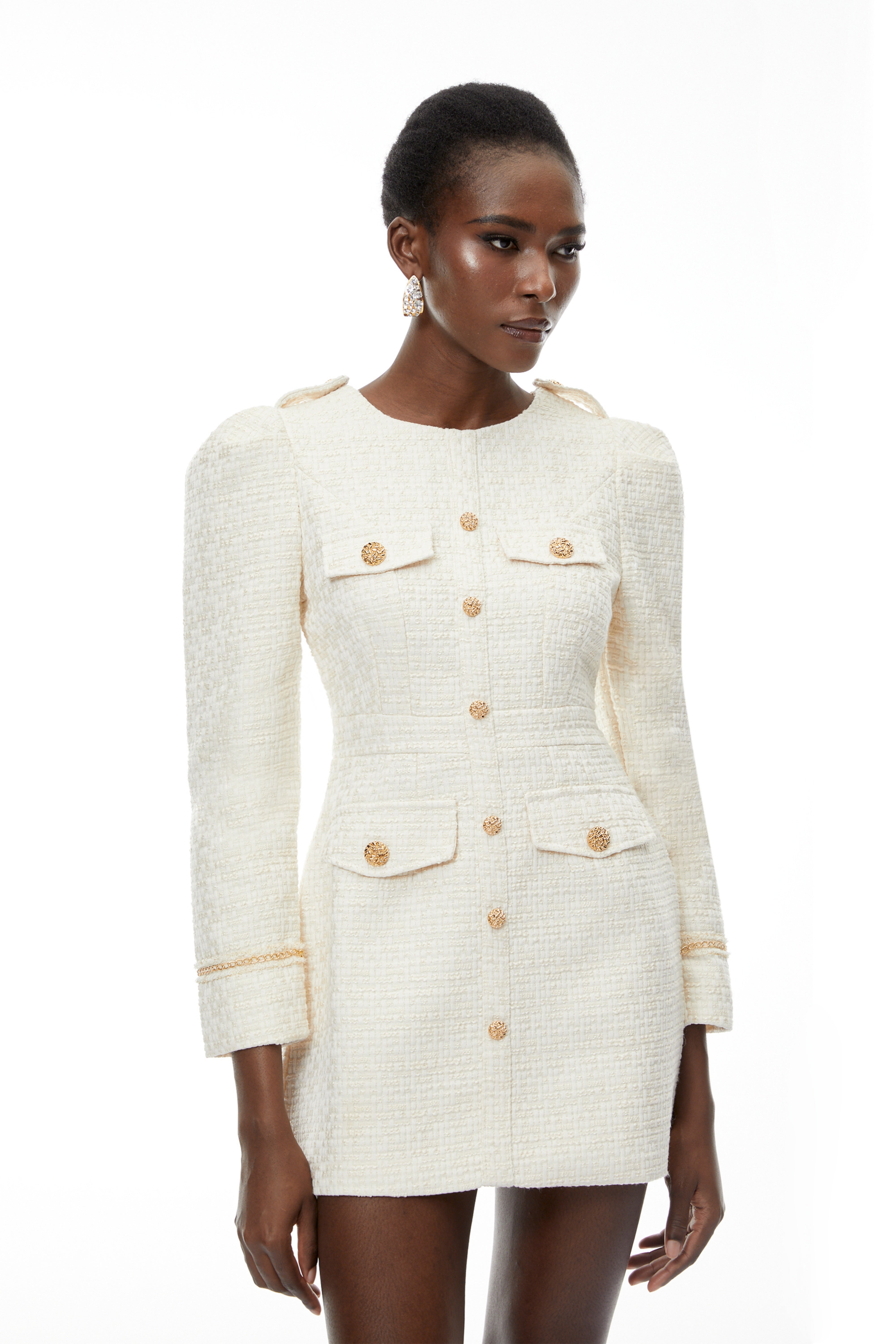 Alcyone White Tweed Blazer Mini Dress (Final Sale)