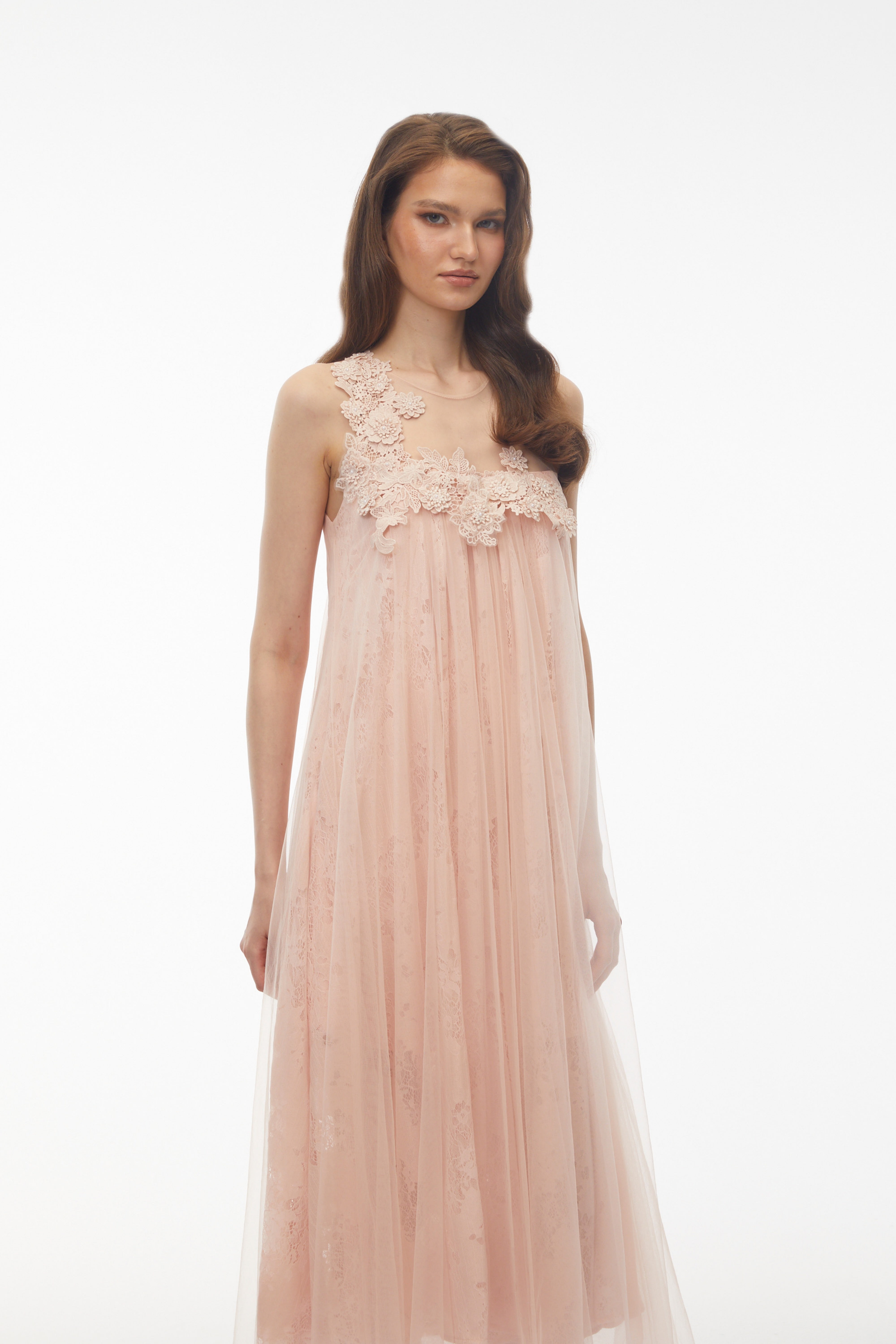 Alice Blush Pink Floral Embroidered Midi Dress (Final Sale)