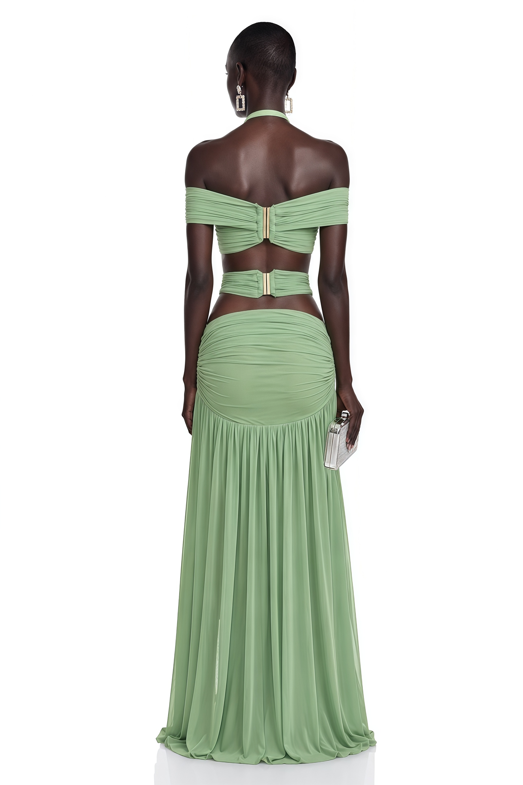 Amity Green Halterneck Bustier Top & Skirt Set
