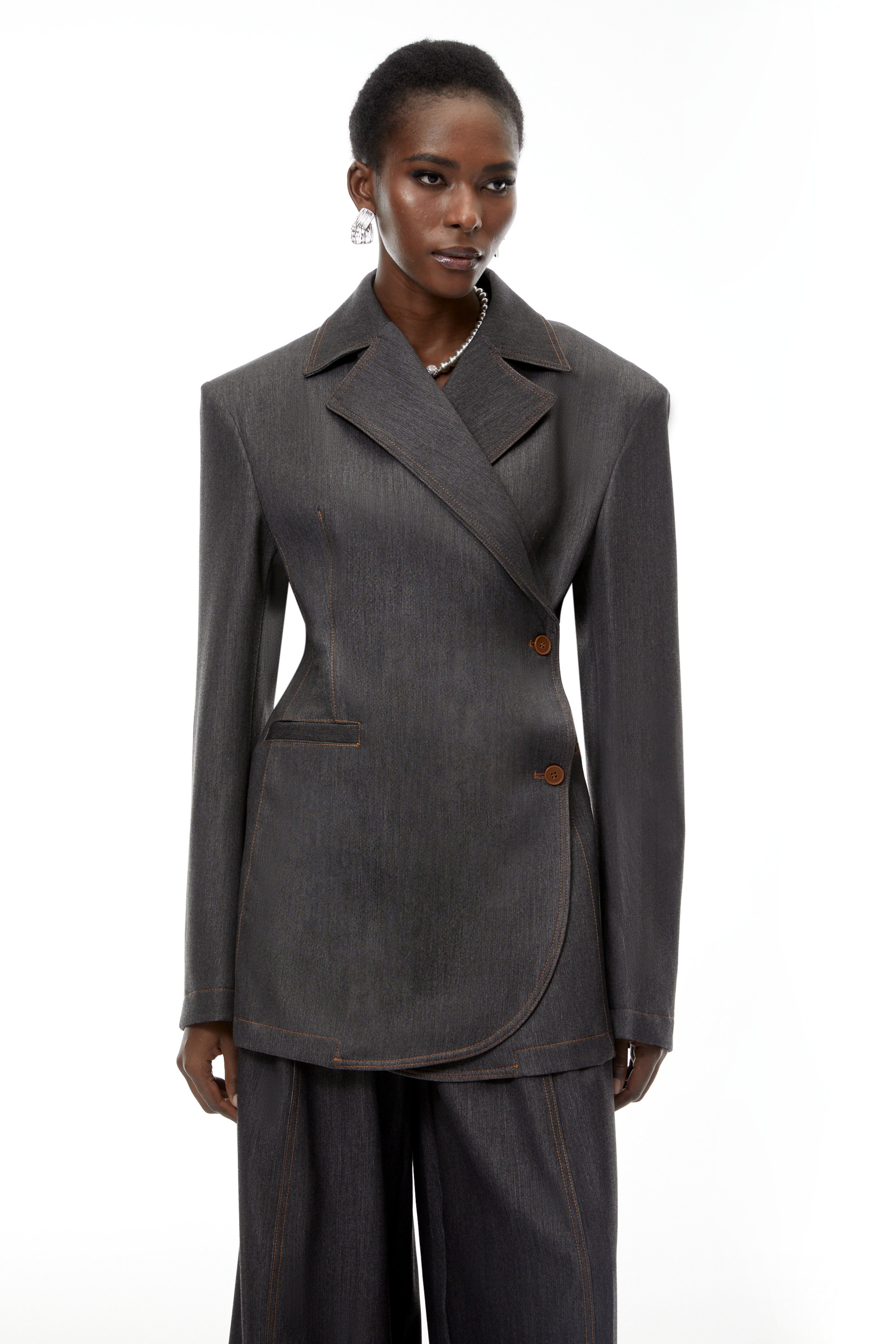 Annabelle Grey Asymmetrical Blazer & Trousers Set (Final Sale)