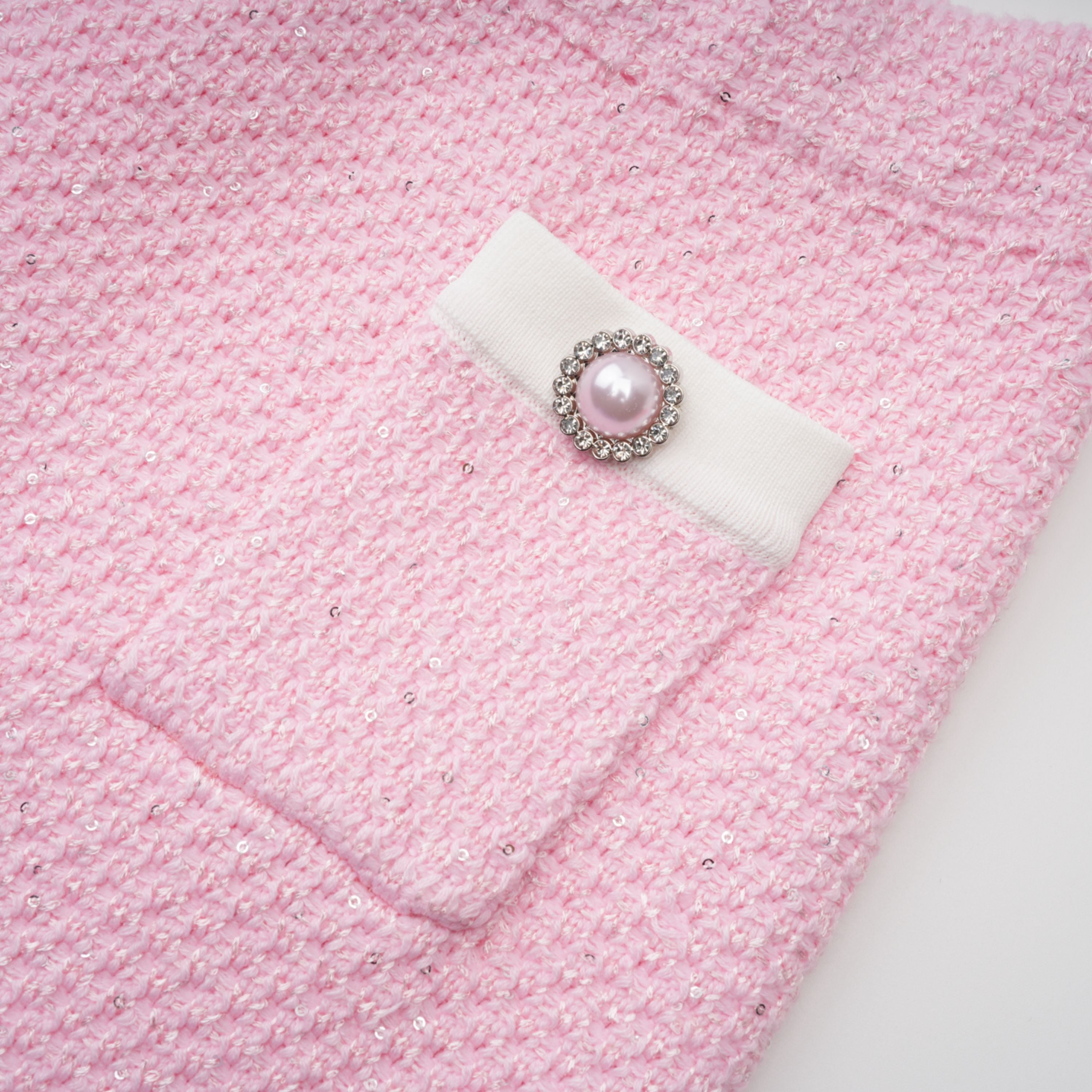 Ásdís Pink Sequined Knit Cardigan & Skirt Set (Final Sale-US Only)