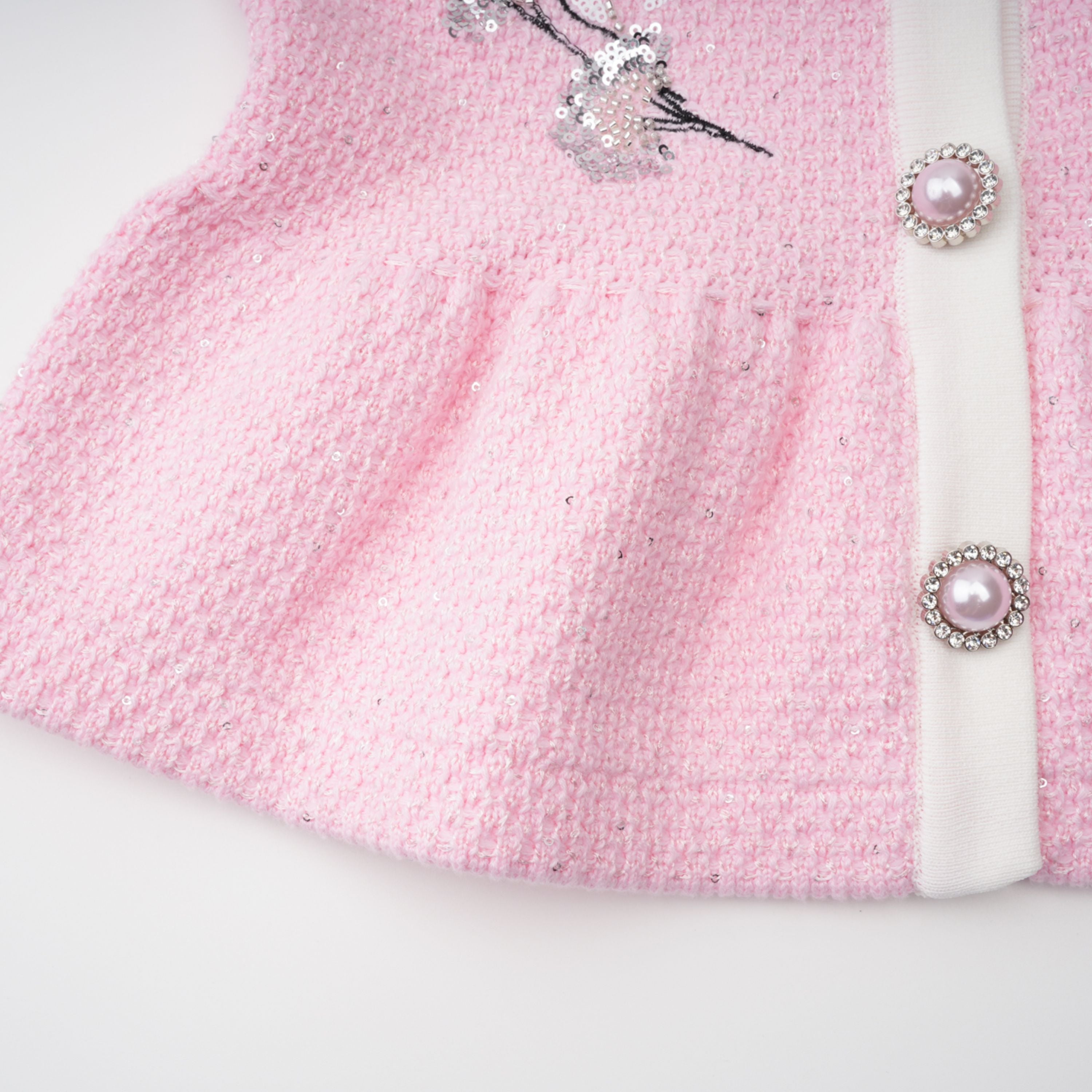 Ásdís Pink Sequined Knit Cardigan & Skirt Set (Final Sale)