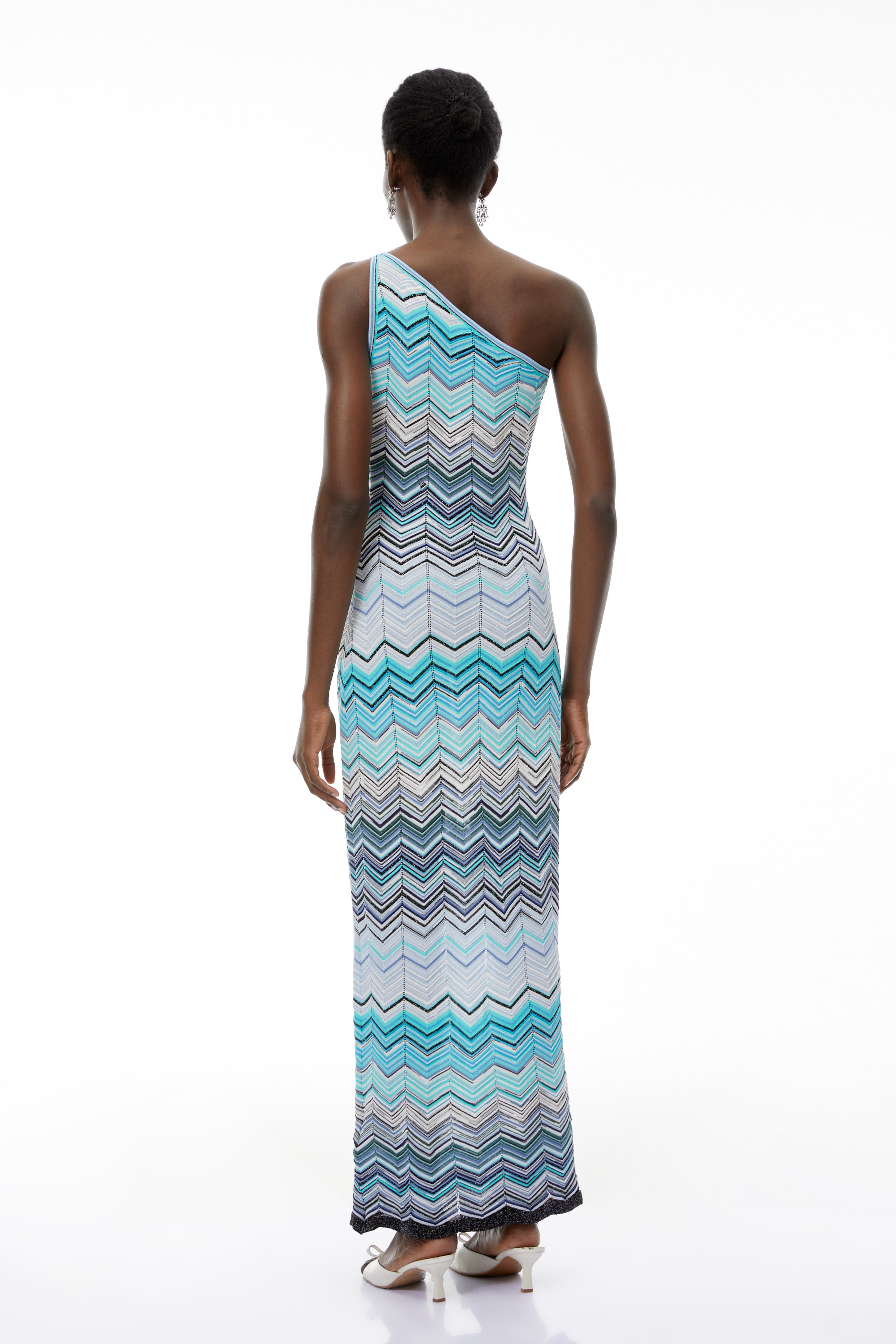 Avery Light Blue Knit Maxi Dress with Wave Pattern (Final Sale-US Only)