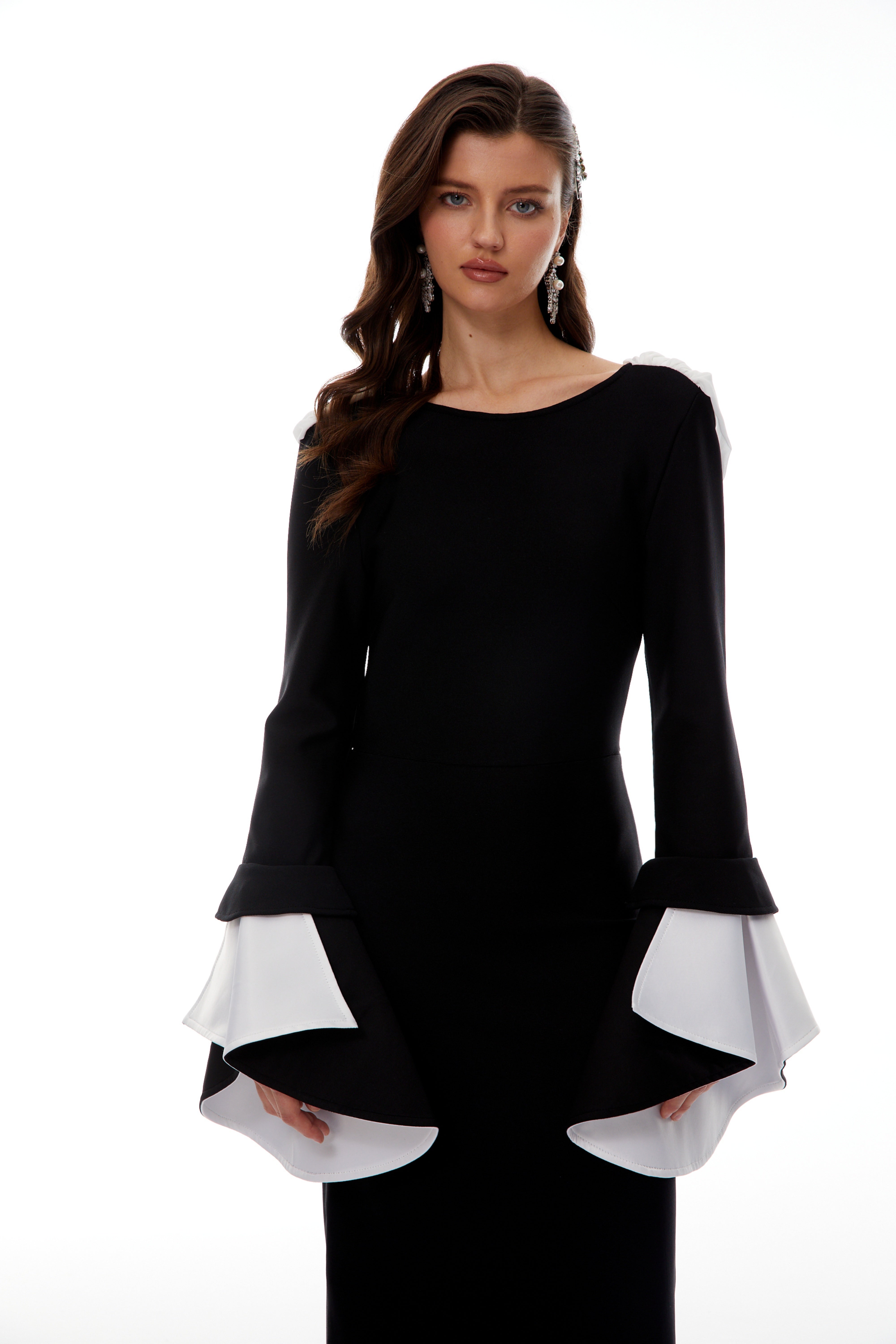 Bente Black Color Block Draped Maxi Dress (Final Sale)