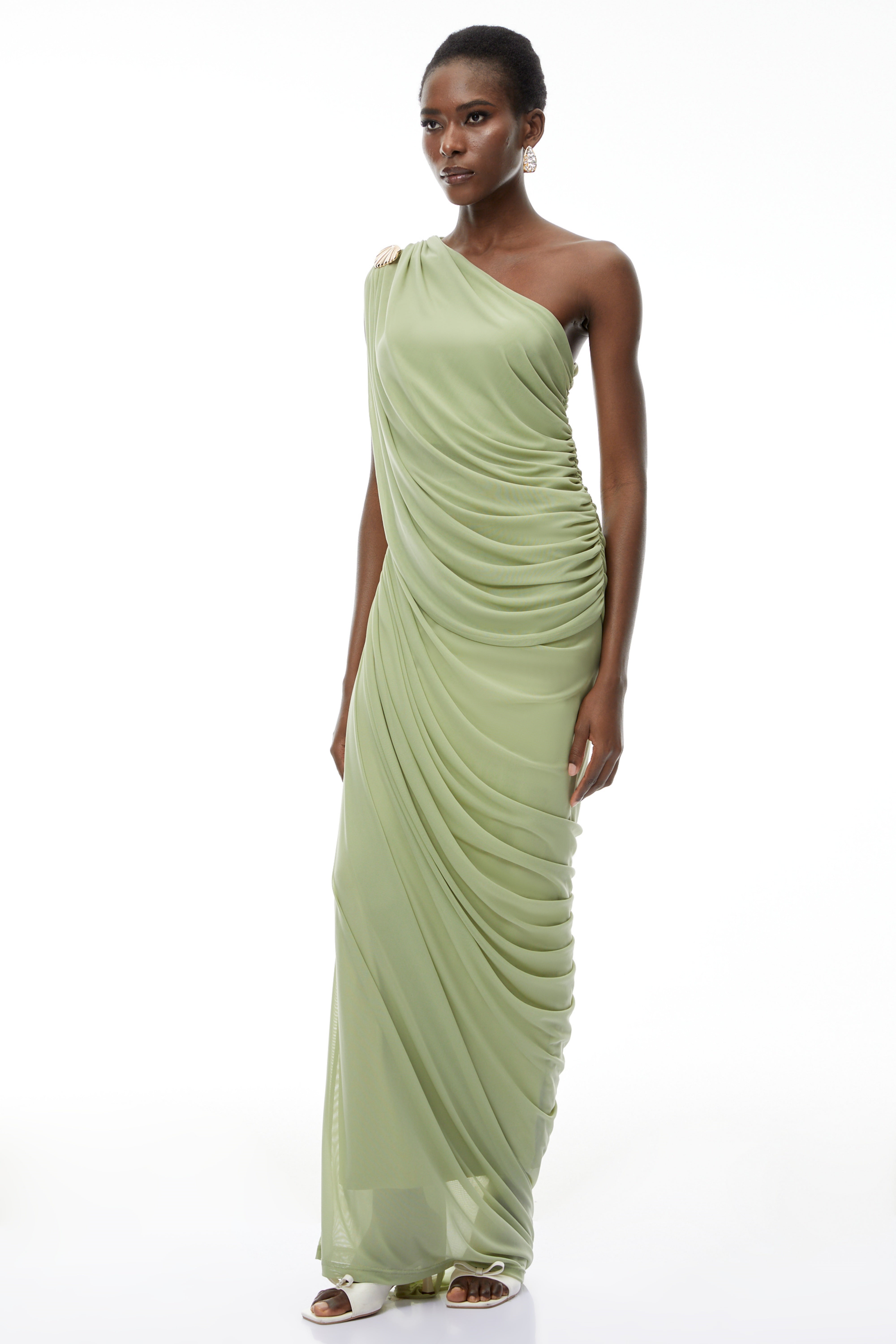 Branwen Green One Shoulder Top & Skirt Set (Final Sale-US Only)