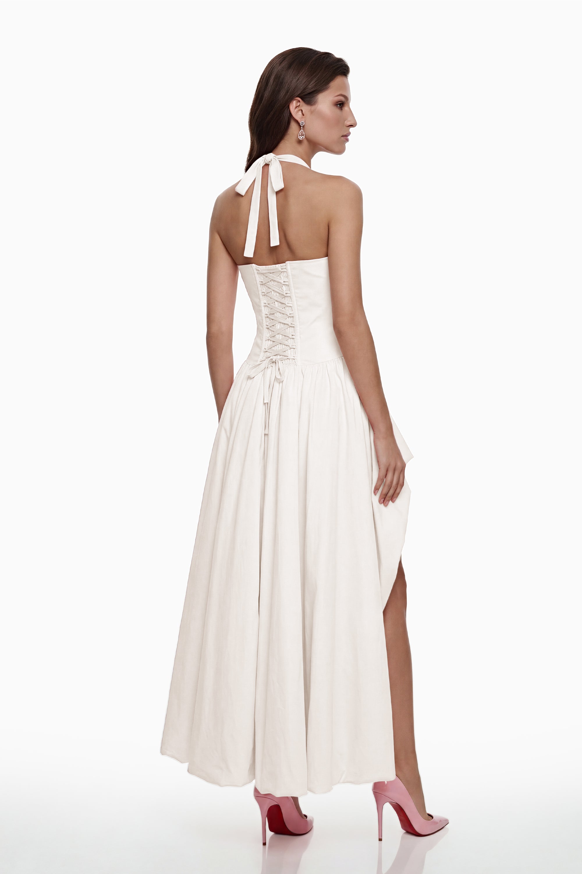 Caiya White Sleeveless Maxi Dress with Slit (Final Sale-US Only)
