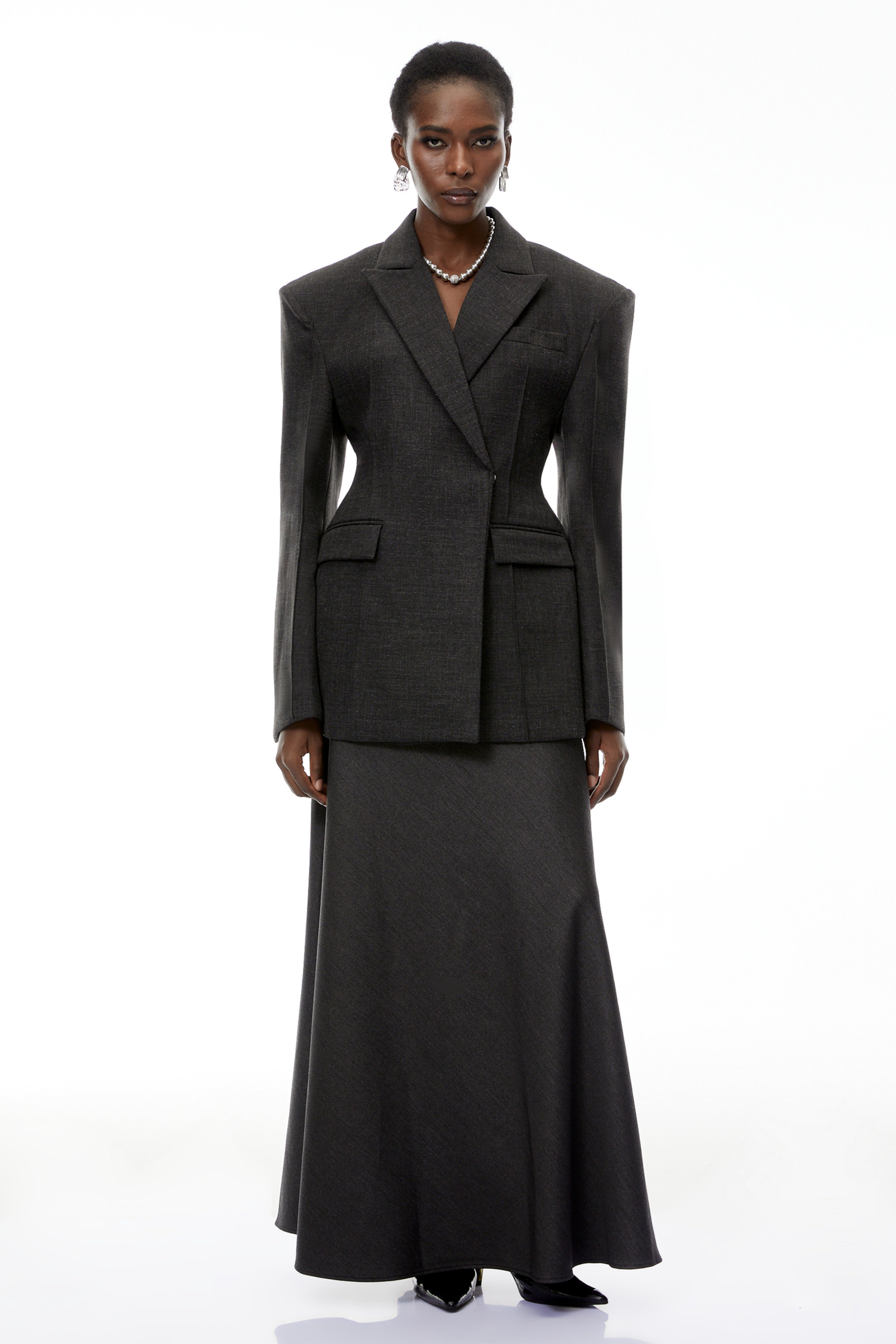 Caspian Grey Asymmetrical Oversize Blazer (Final Sale)