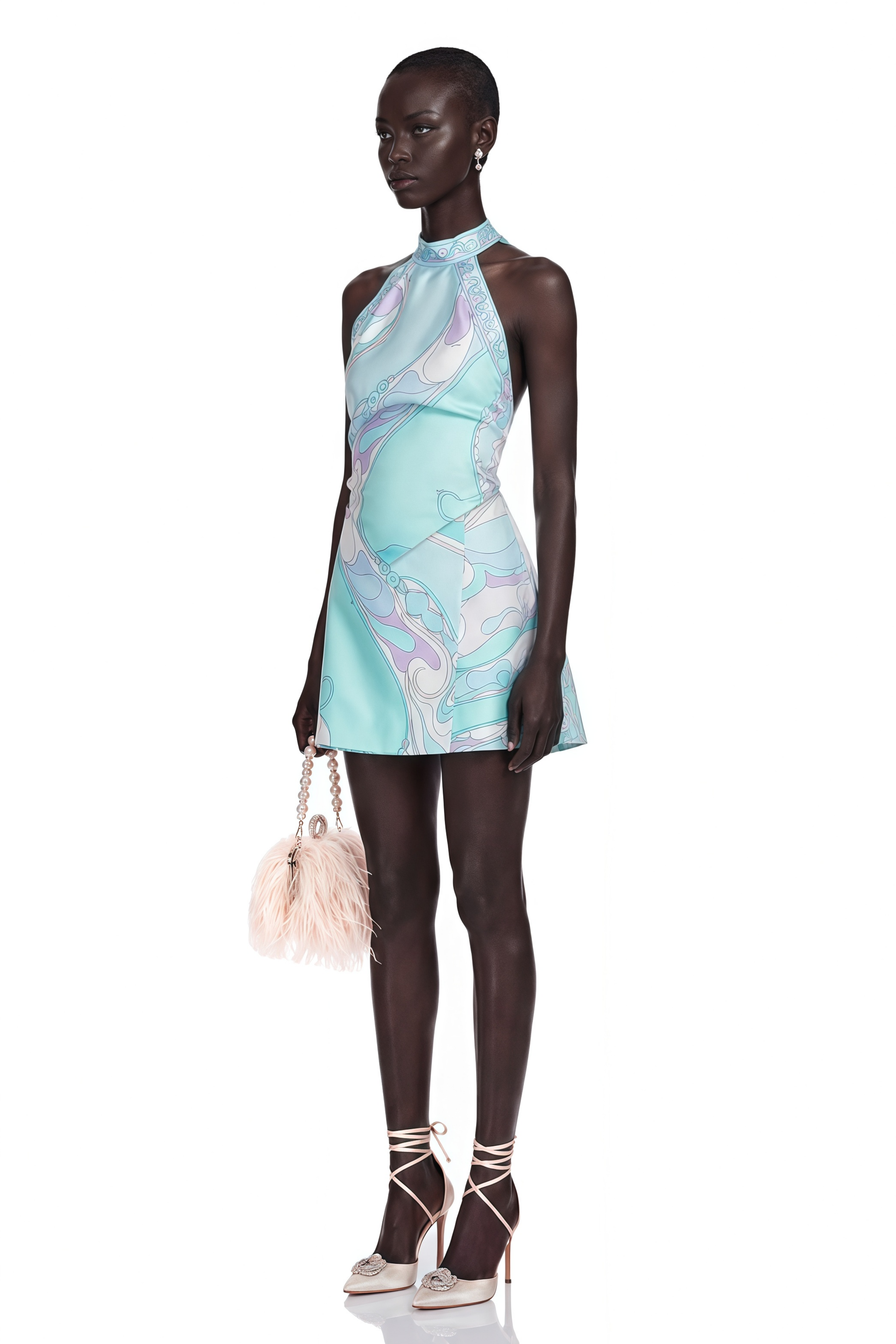 Cassia Mint Green Floral Halterneck Top & Skirt Set