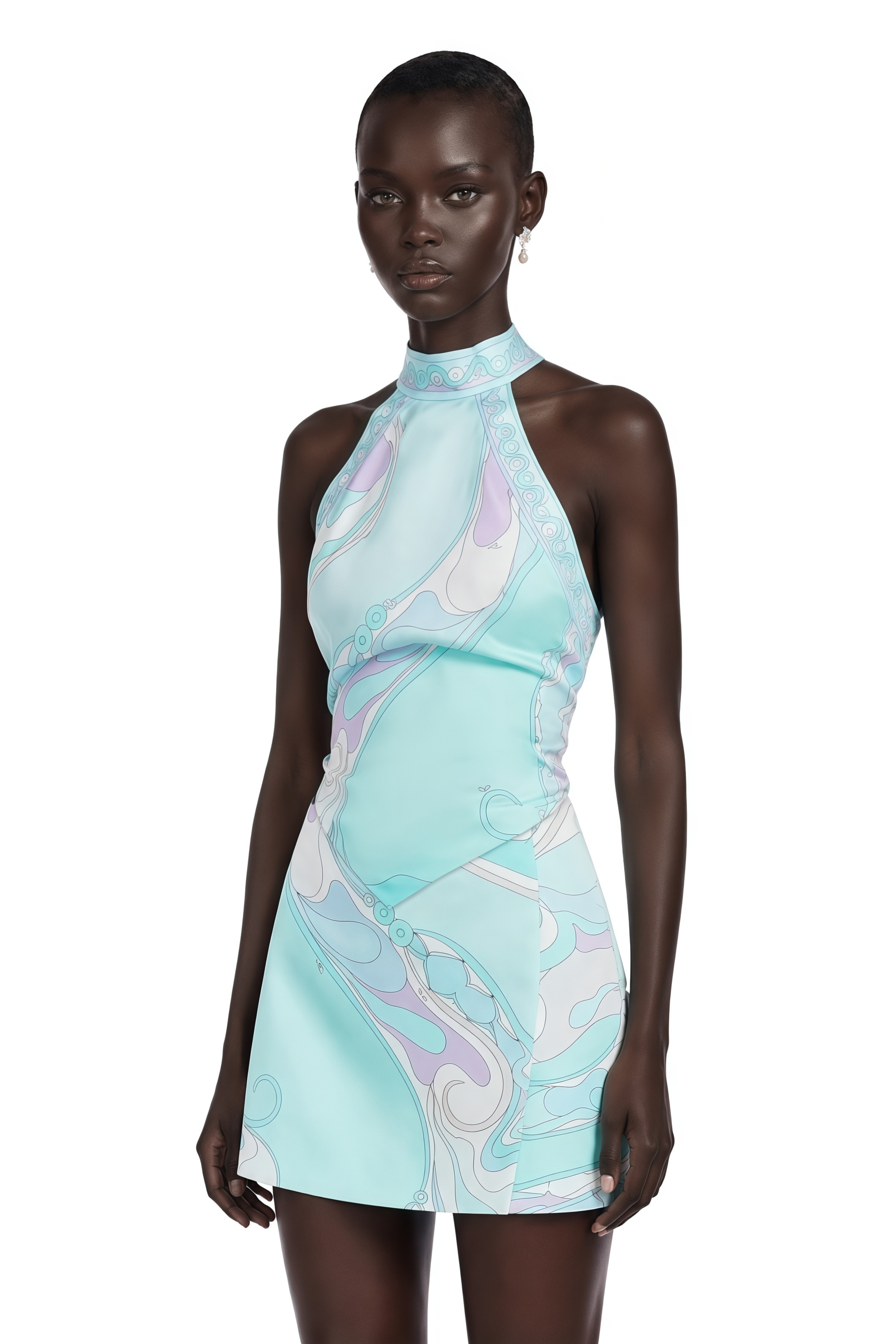 Cassia Mint Green Floral Halterneck Top & Skirt Set