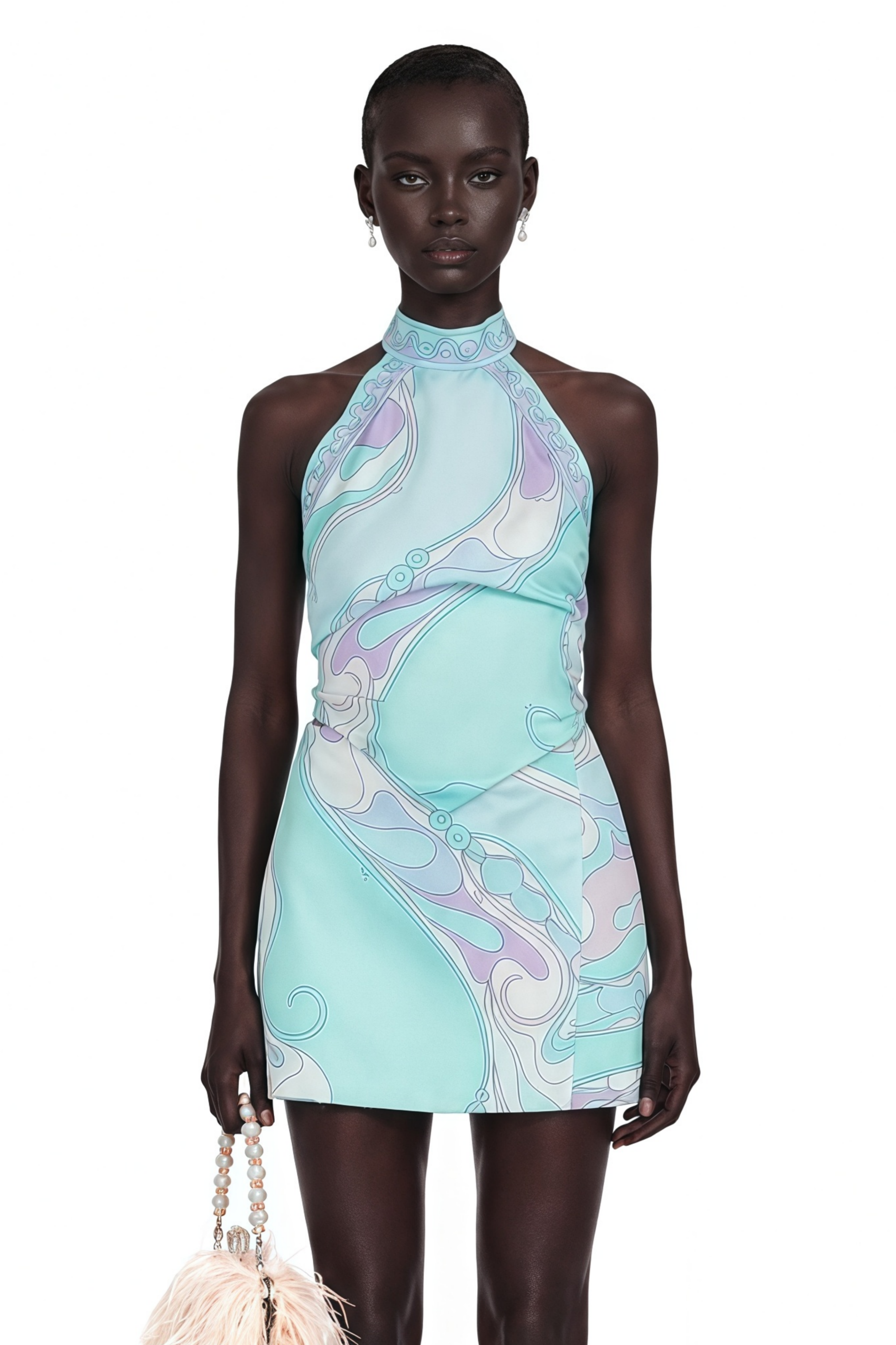 Cassia Mint Green Floral Halterneck Top & Skirt Set