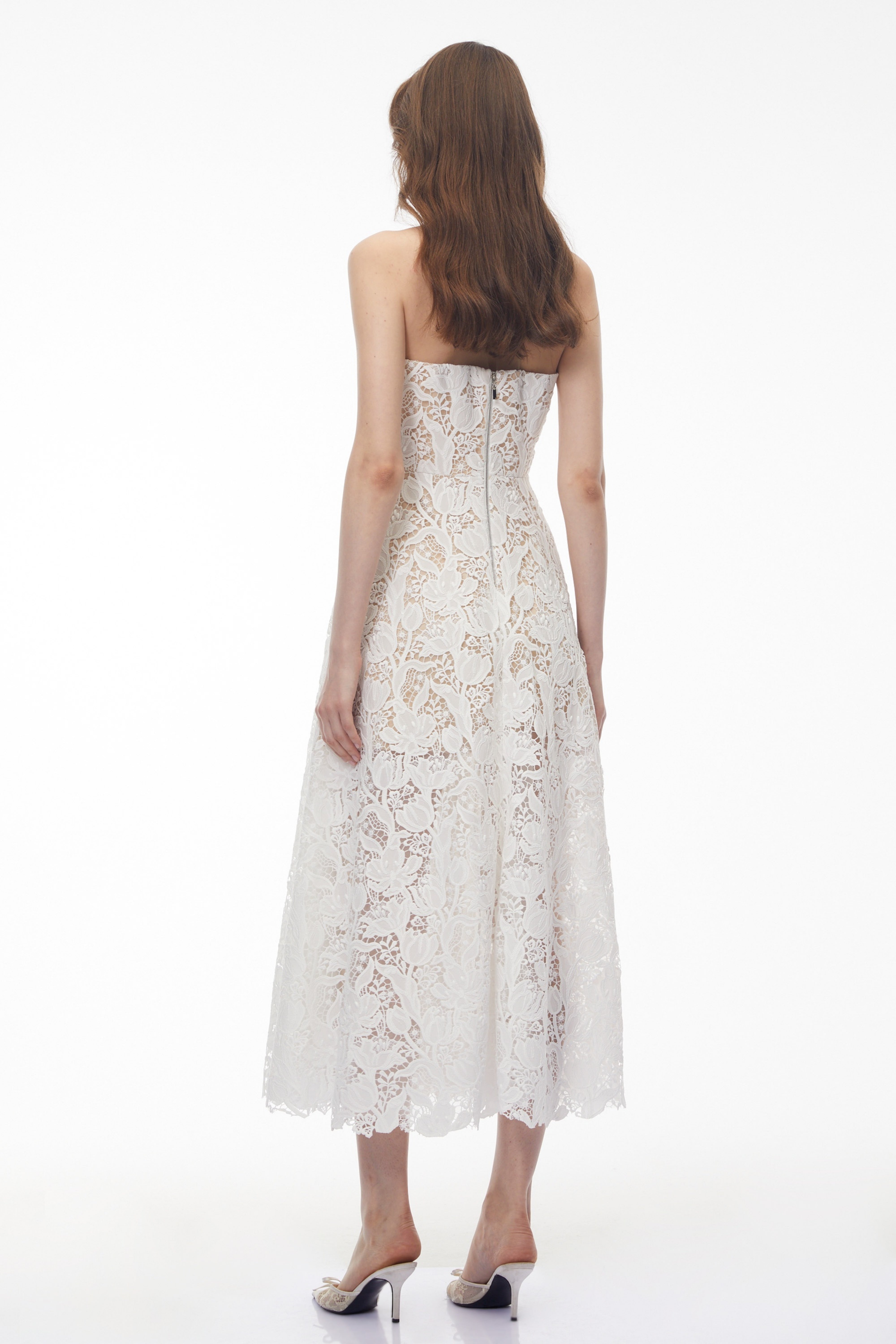 Chakame White Floral Lace Midi Dress (Final Sale)