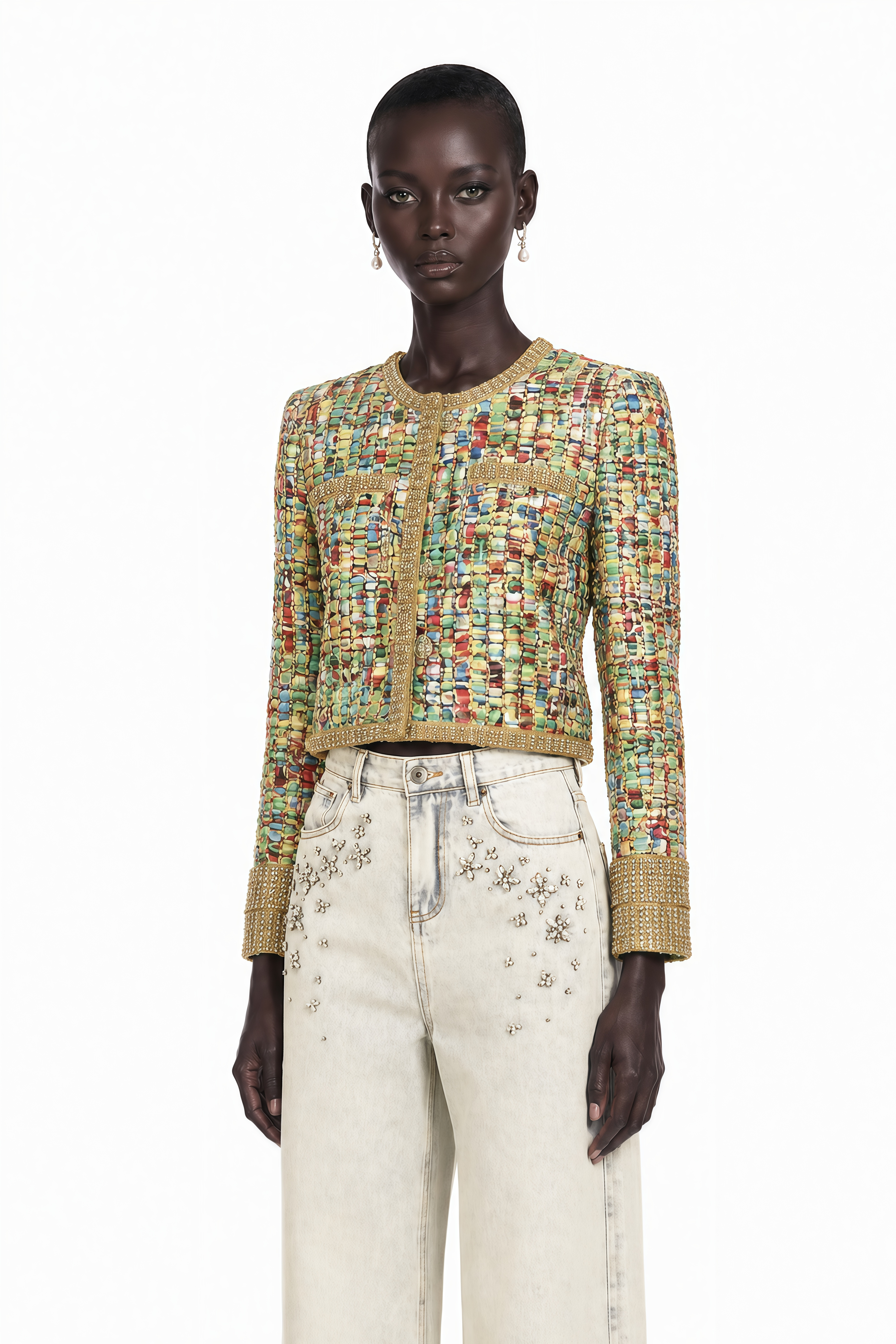 Octavie Gold-Tone Sequined Tweed Jacket