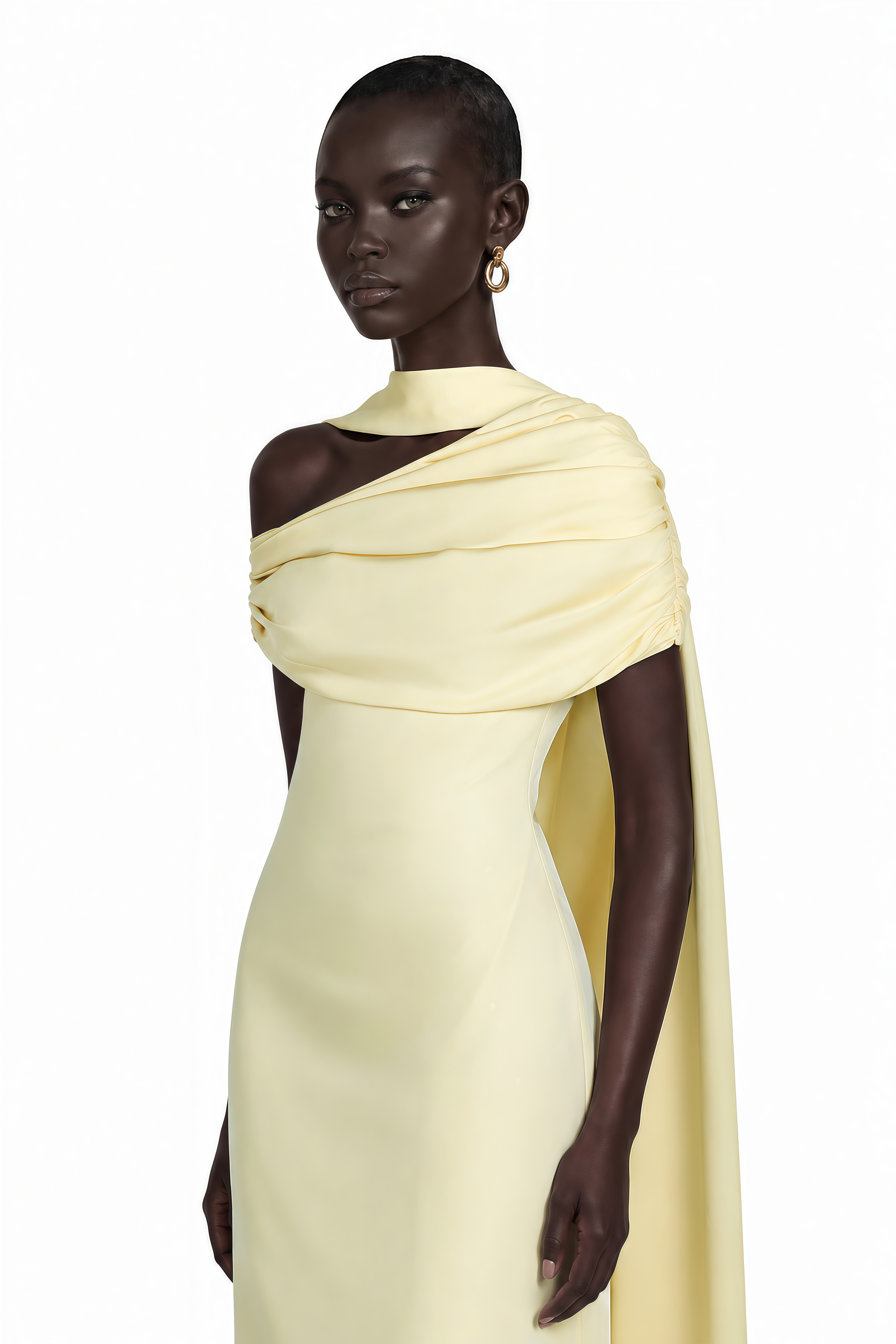 Benedetta Yellow One Shoulder Satin Maxi Dress