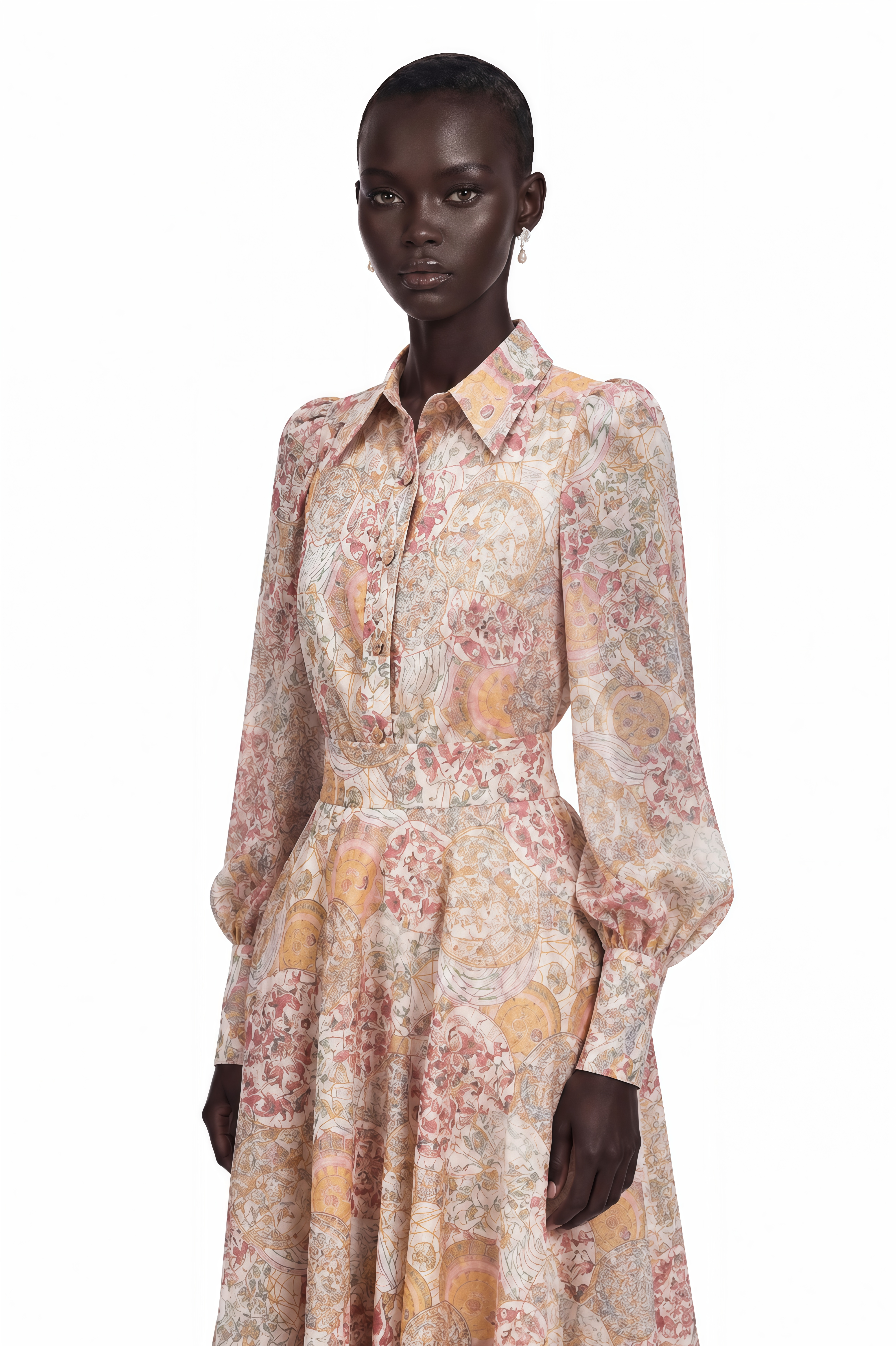 Cherry Pink Pattern-Print Shirt & Skirt Matching Set
