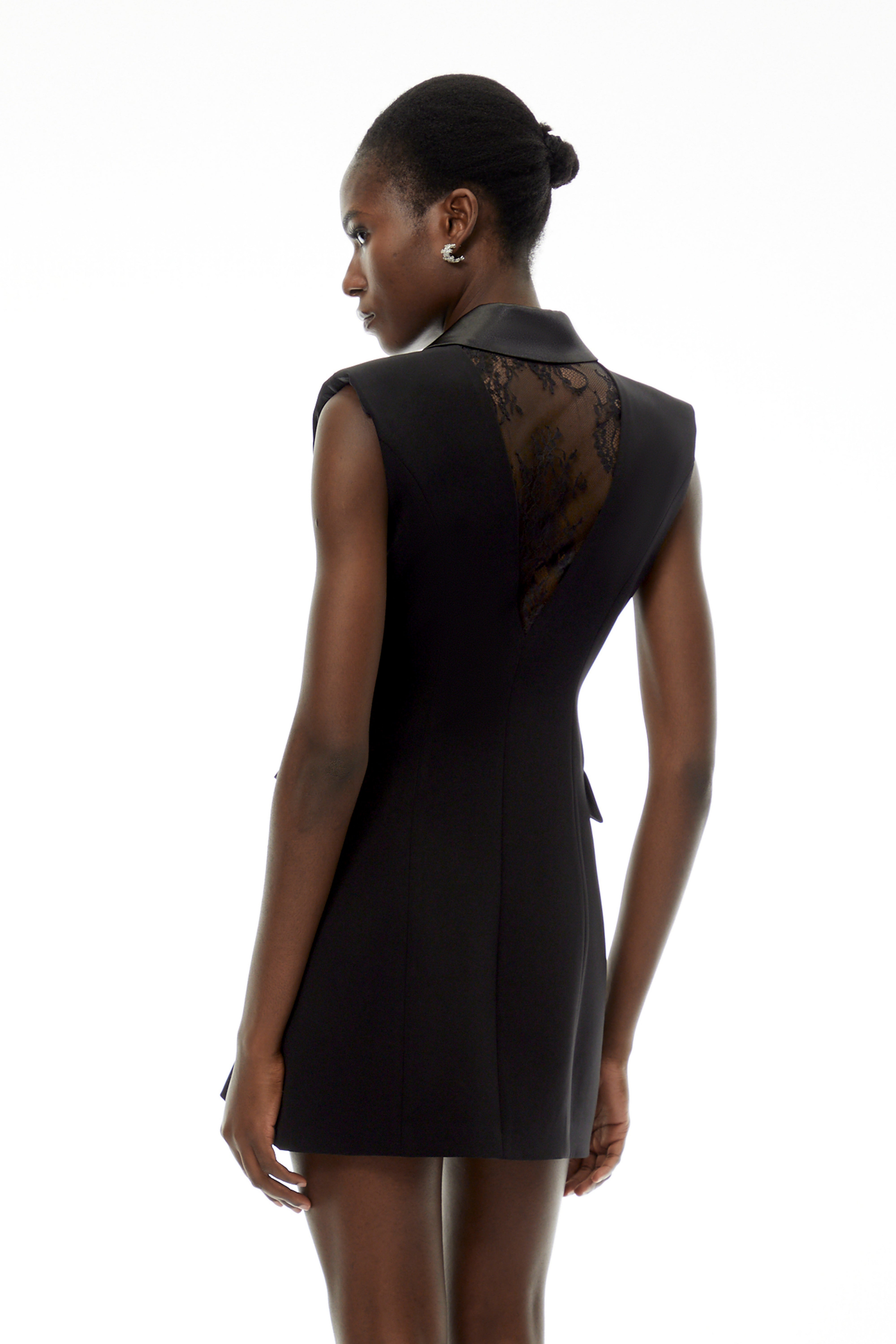 Chiara Black Sequin Blazer Dress with Lapel Collar (Final Sale)