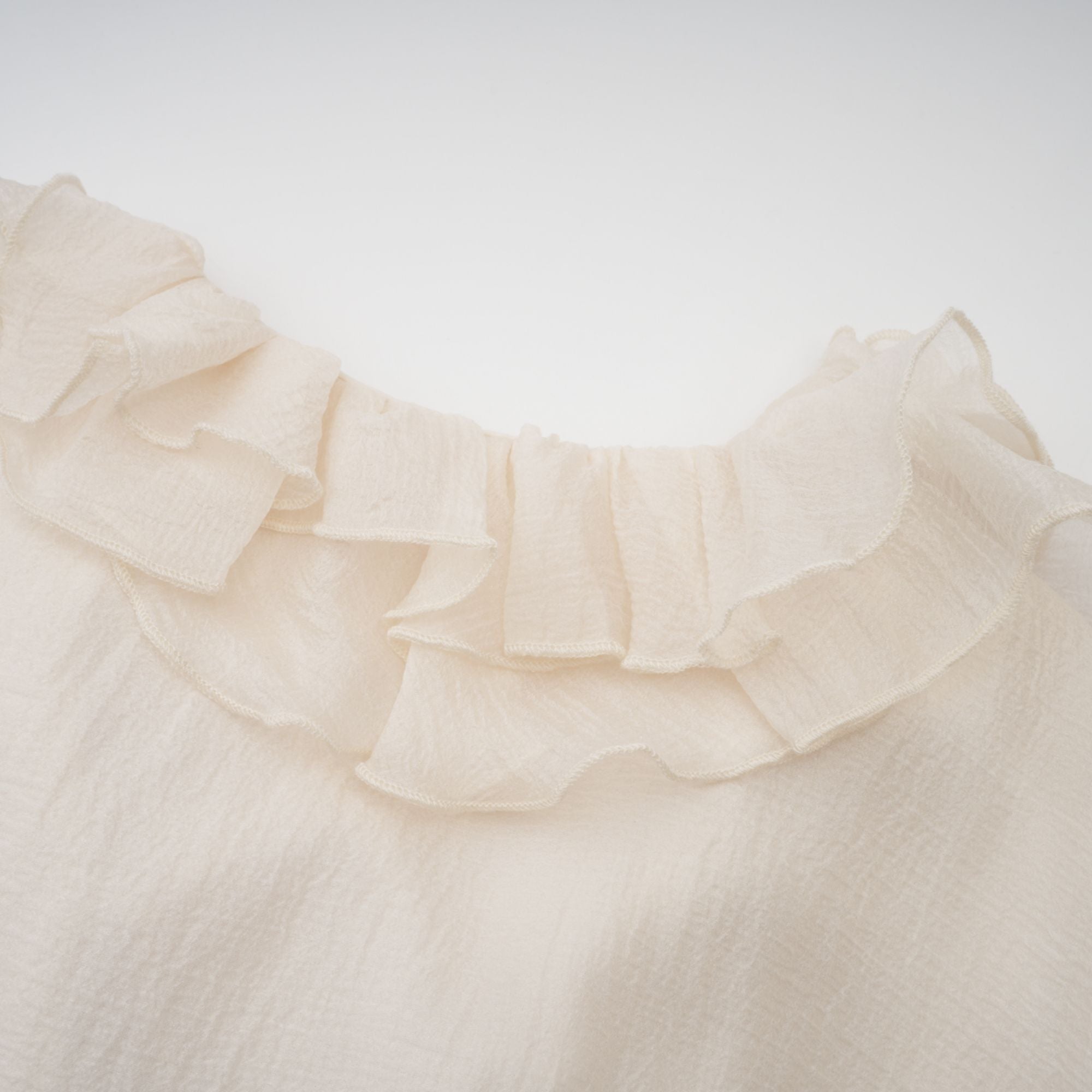 Zéphyrine Floral-Appliqué Tiered Mini Dress in Neutrals