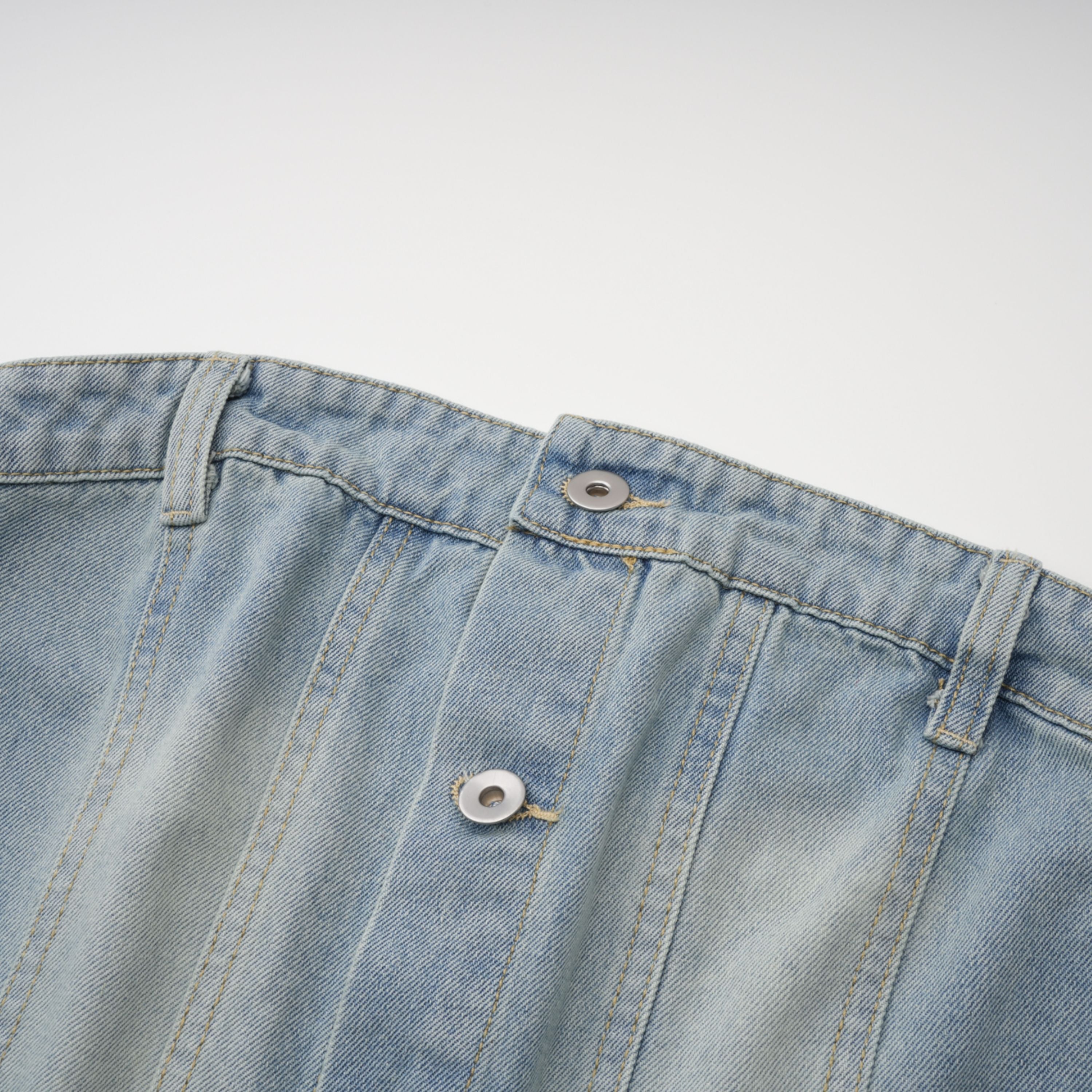 Marta Blue Faded Effect Denim Playsuit