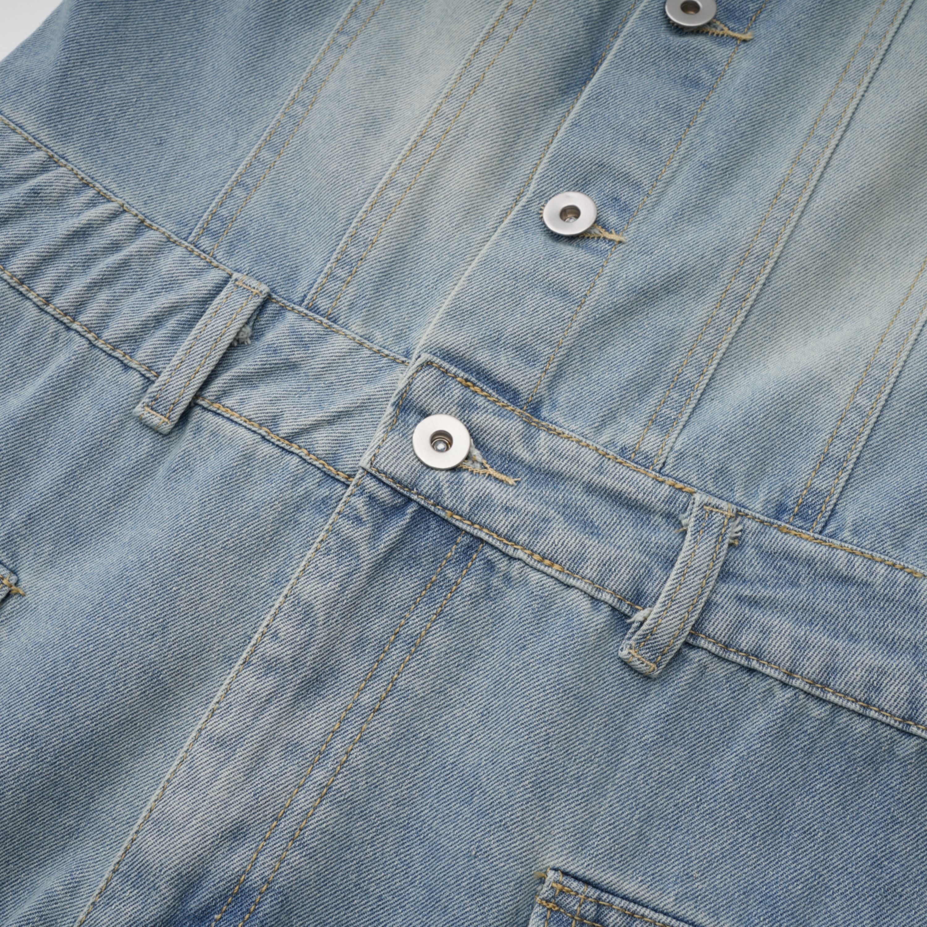 Marta Blue Faded Effect Denim Playsuit