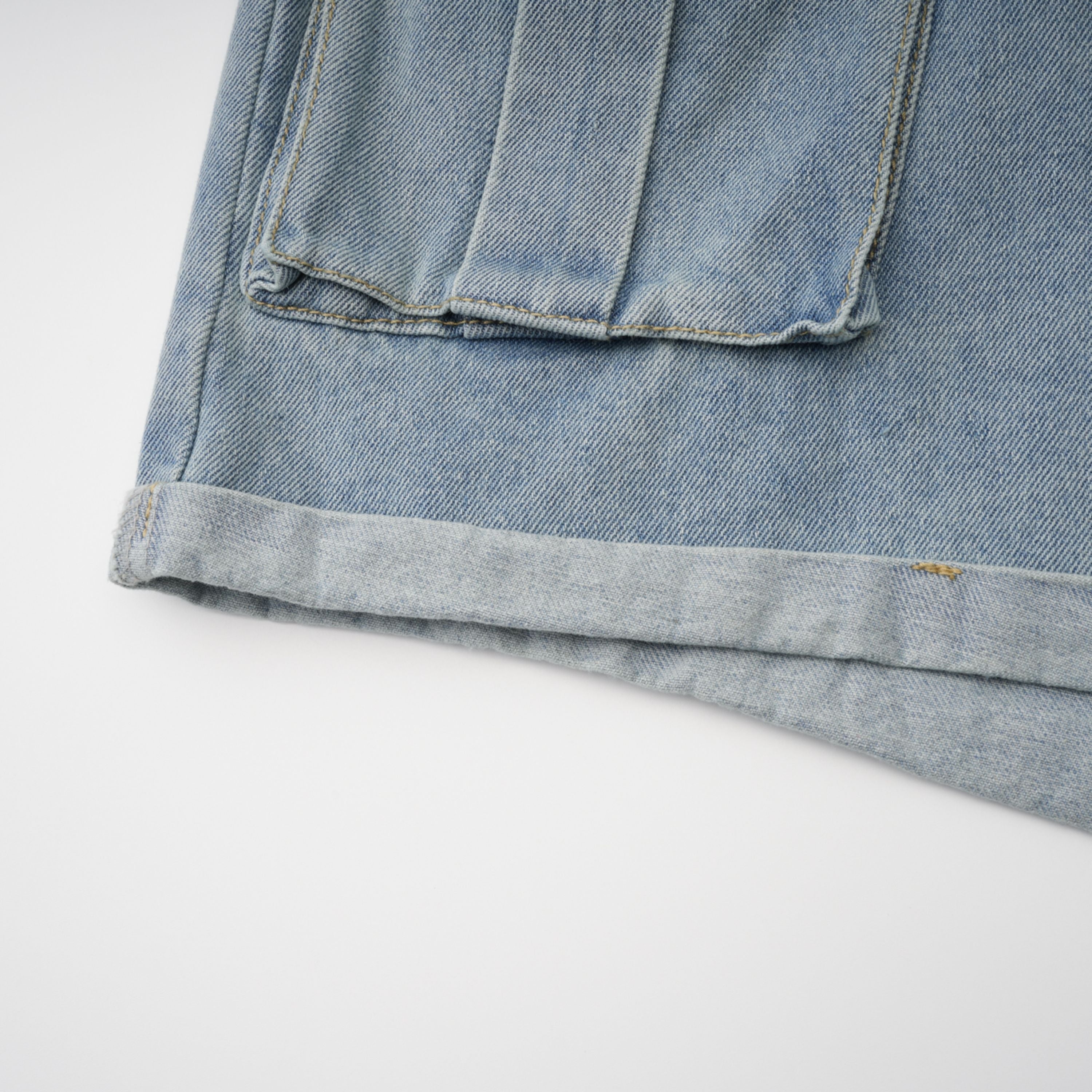 Marta Blue Faded Effect Denim Playsuit