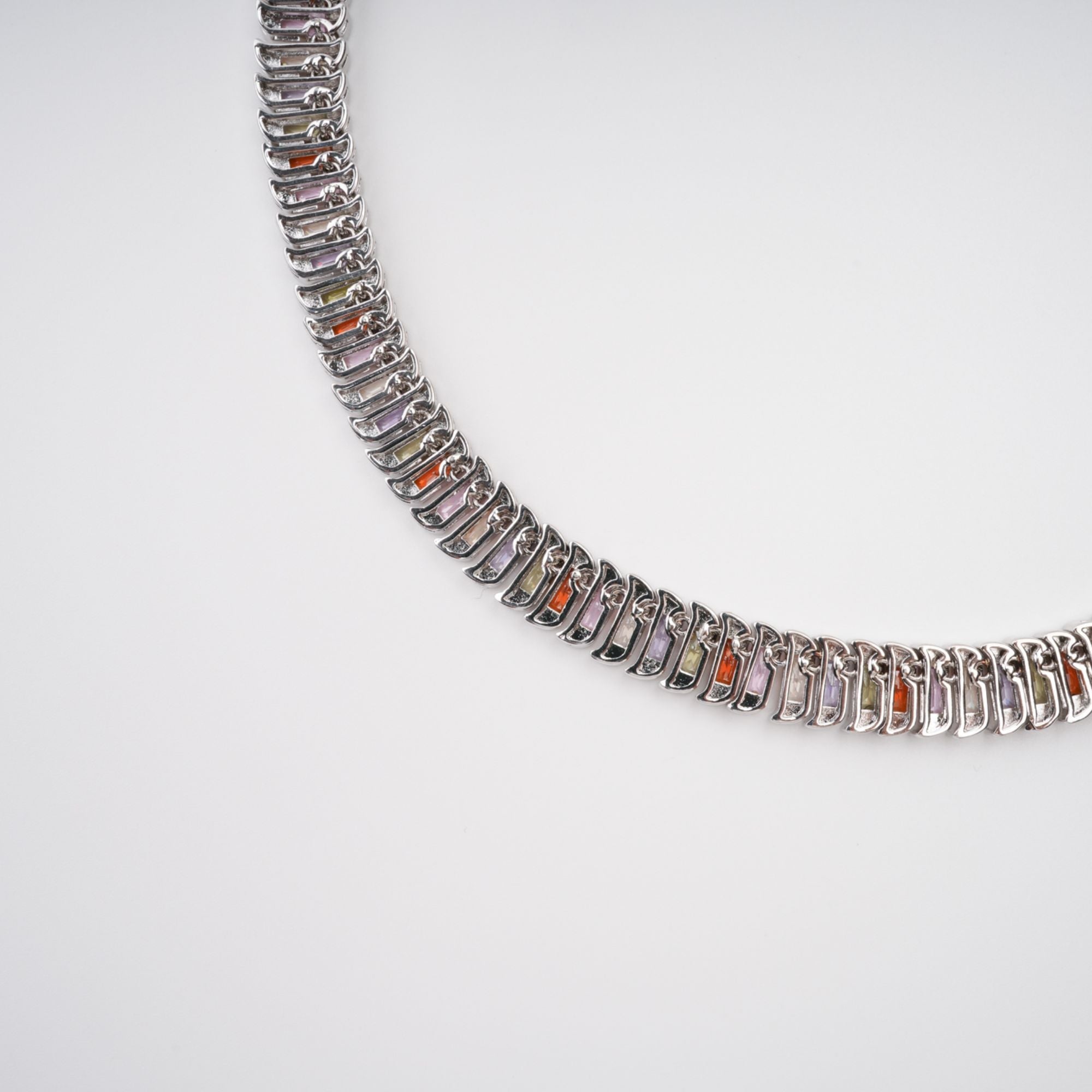 Isoline Silver Tone Crystal Embellished Necklace