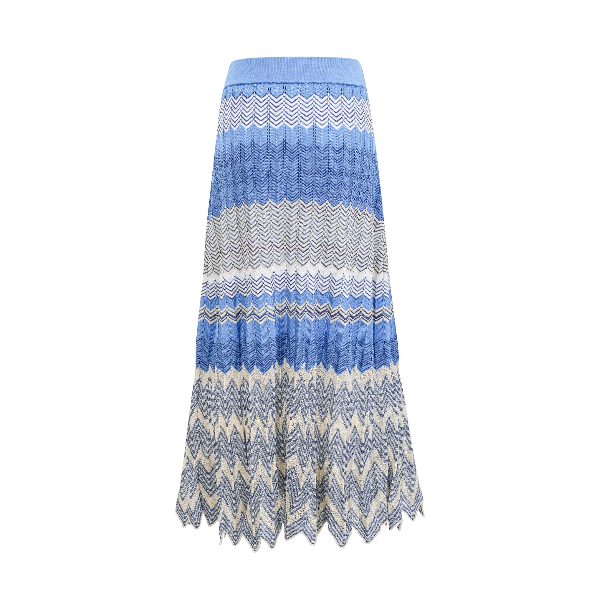 Daniela blue zigzag-design knit top & skirt matching set (Final Sale-US Only)