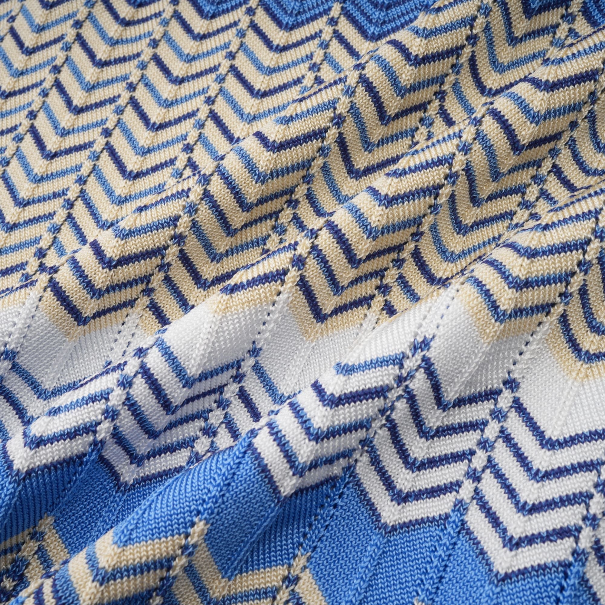Daniela blue zigzag-design knit top & skirt matching set (Final Sale-US Only)
