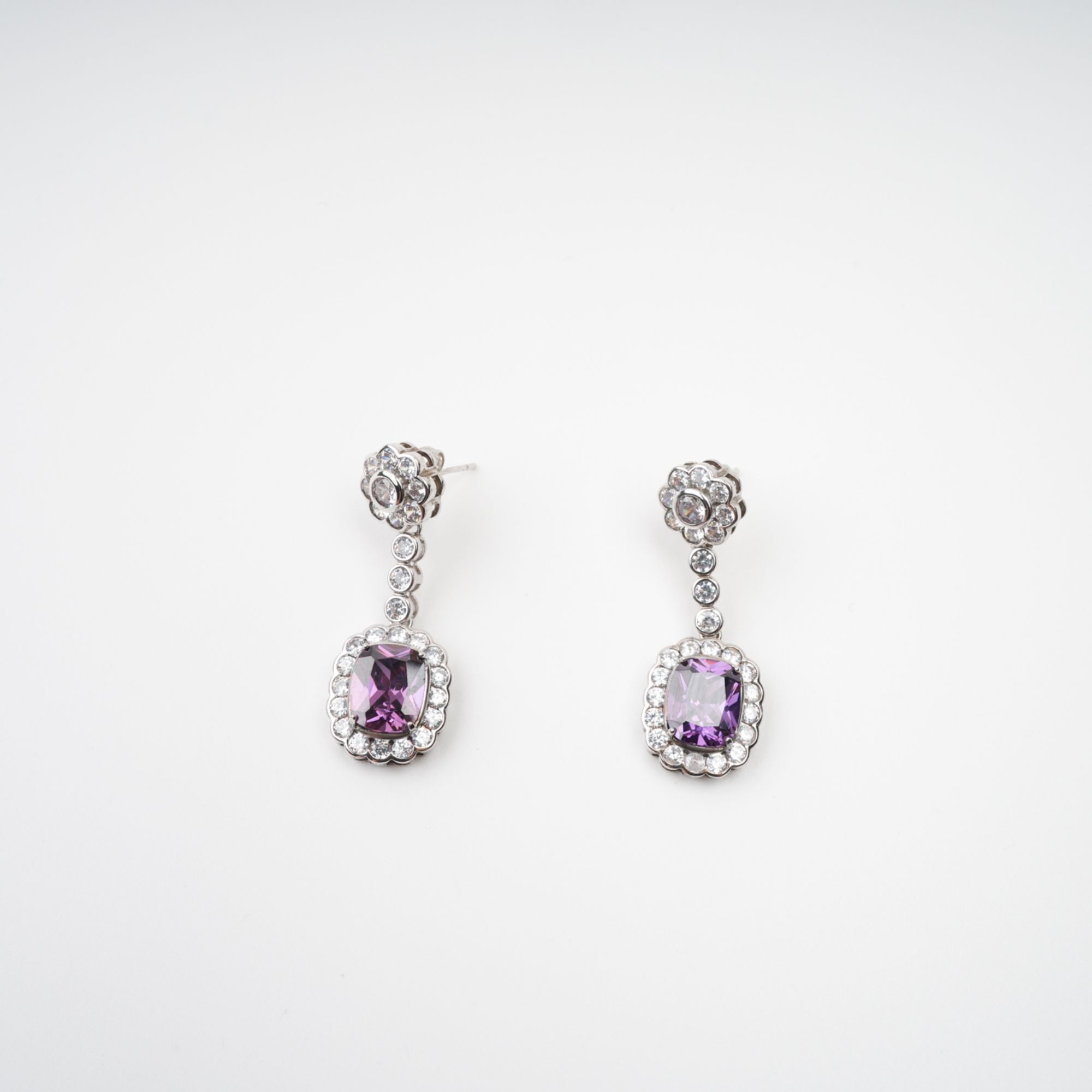 Clémence Purple Crystal Embellished Earrings (Final Sale)
