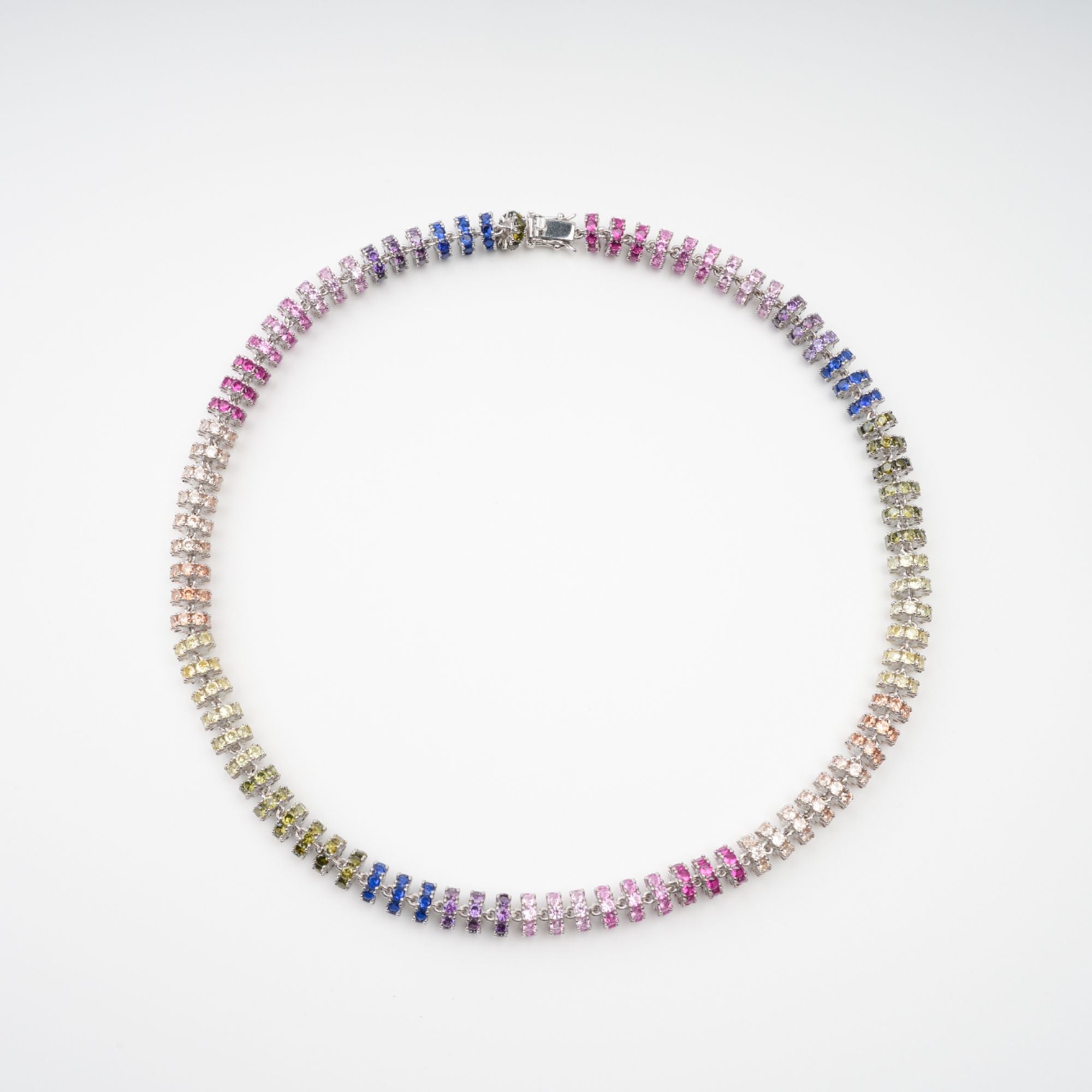 Sandrine Multicolor Crystal Embellished Sterling Silver Necklace (Final Sale)
