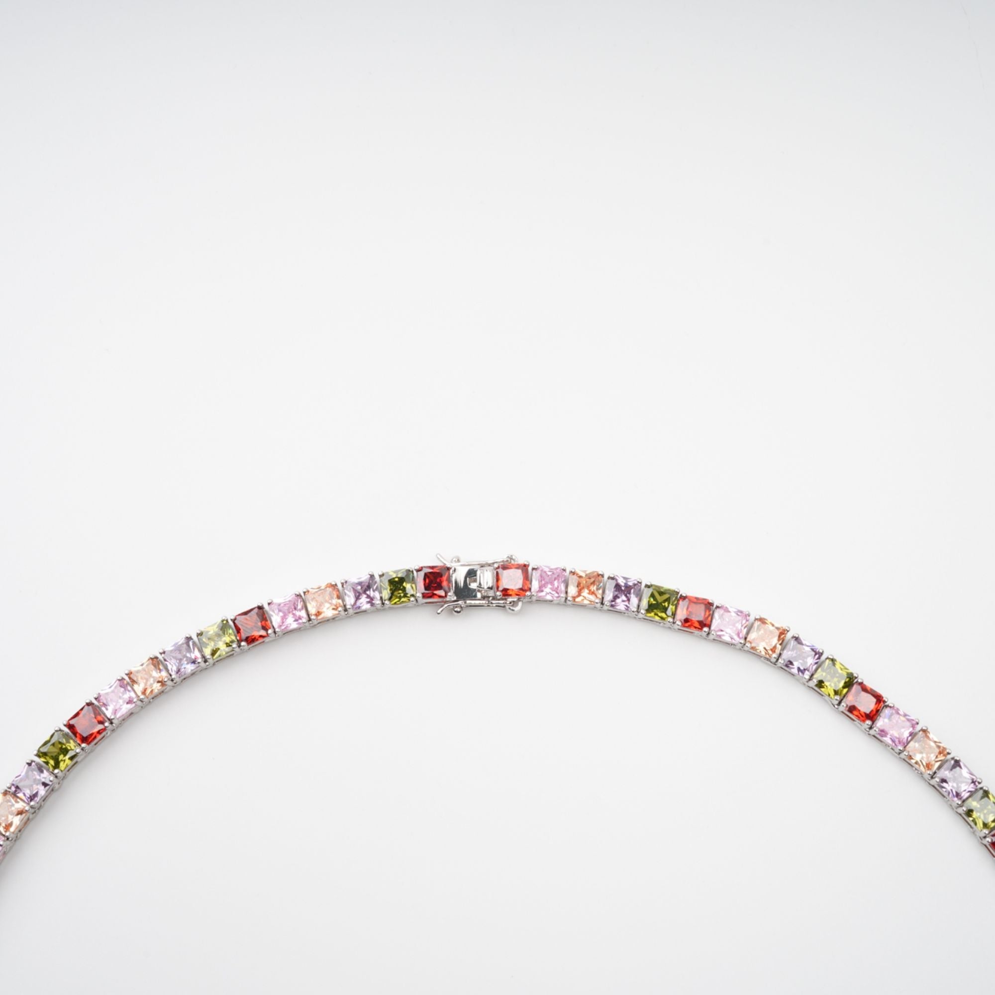 Avril Multicolor Square Cut Crystal Embellished Necklace (Final Sale)