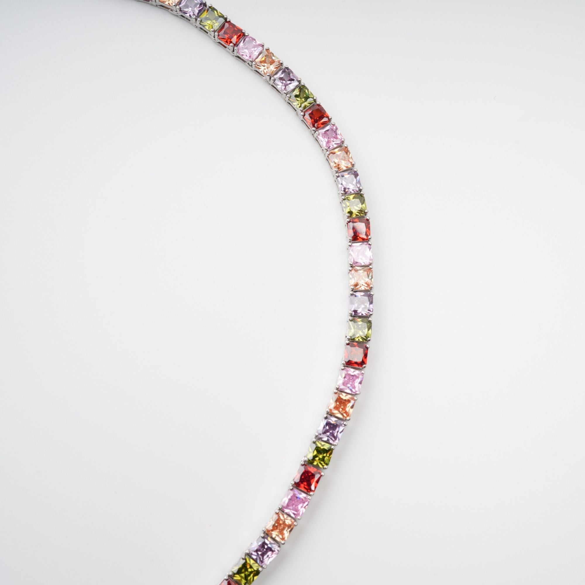 Avril Multicolor Square Cut Crystal Embellished Necklace (Final Sale)