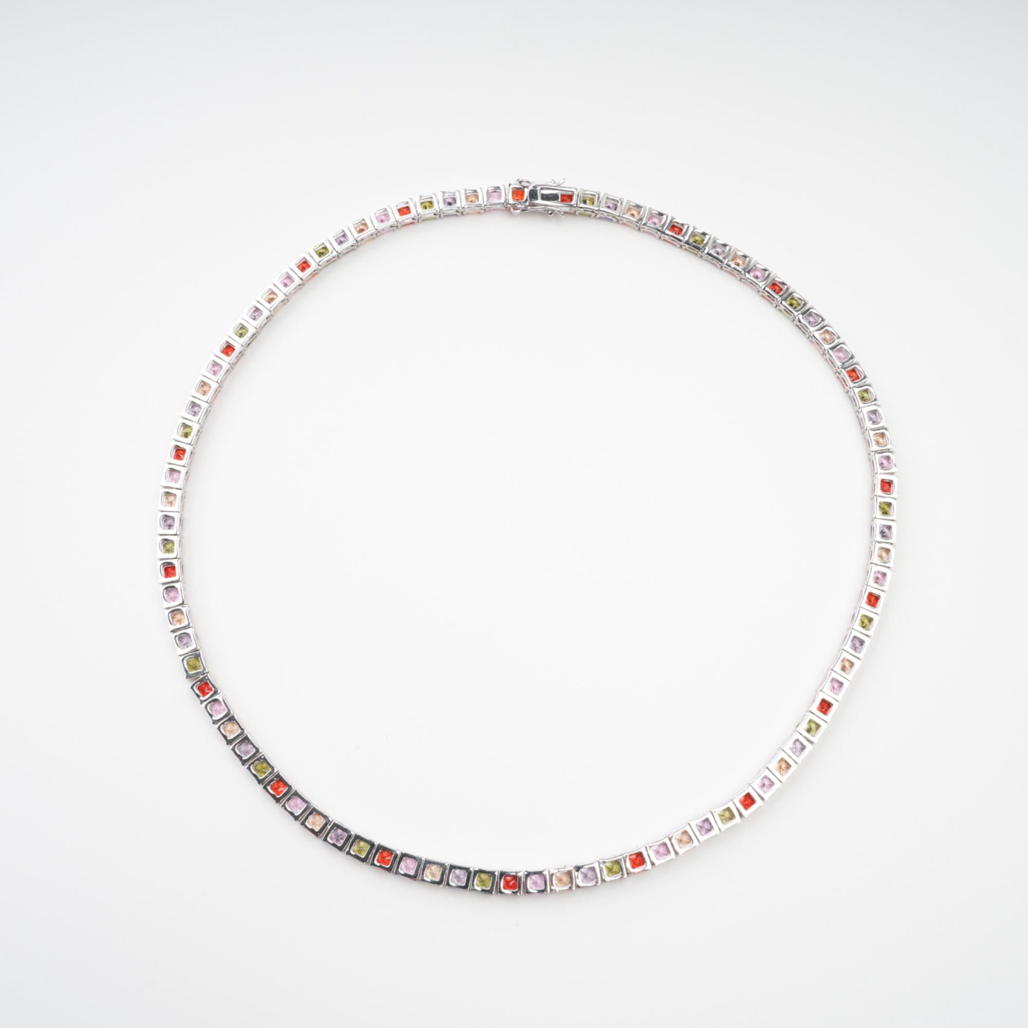 Avril Multicolor Square Cut Crystal Embellished Necklace (Final Sale)