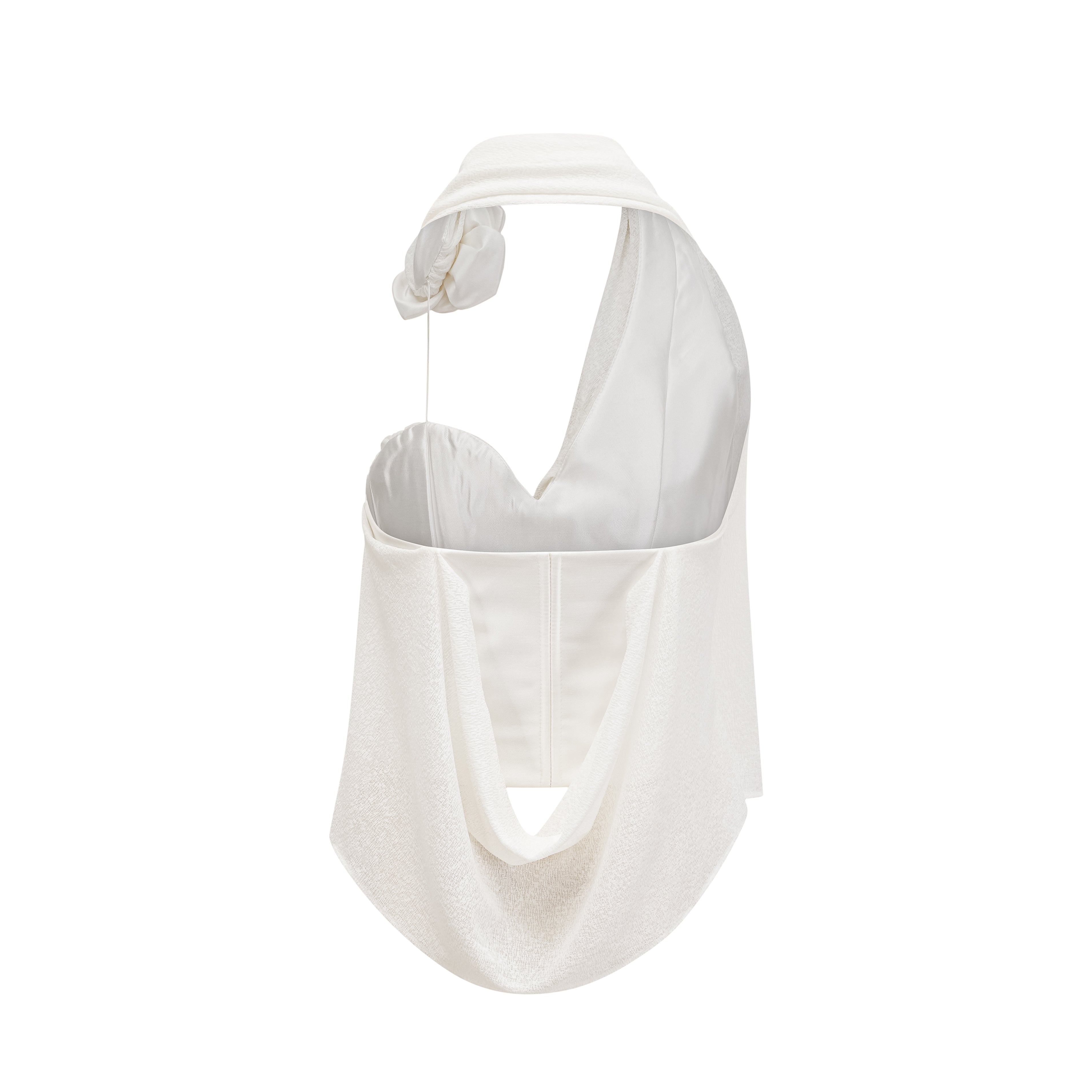 Maeva white halterneck floral-appliqué top