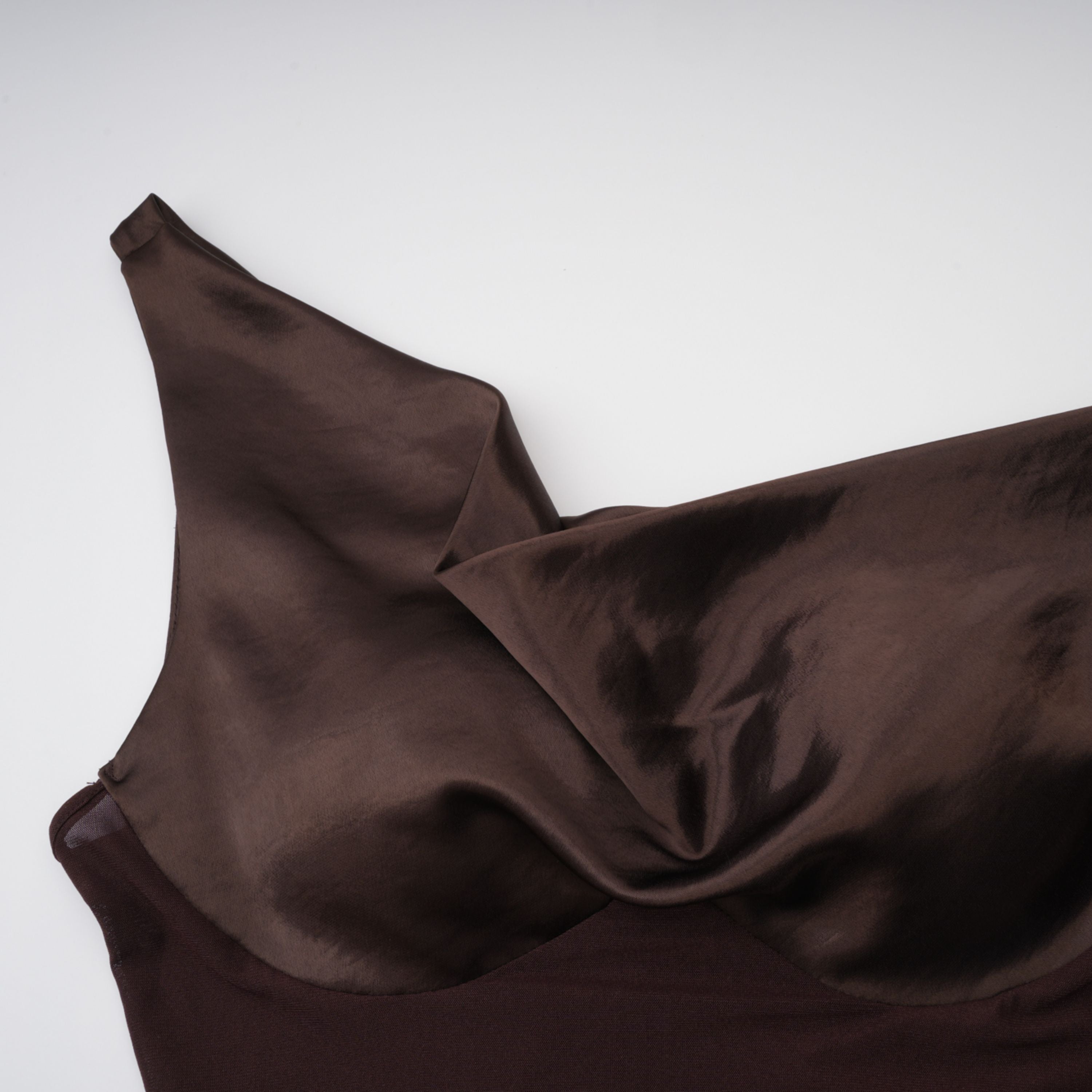Pernilla Brown One Shoulder Satin Mini Dress (Final Sale)