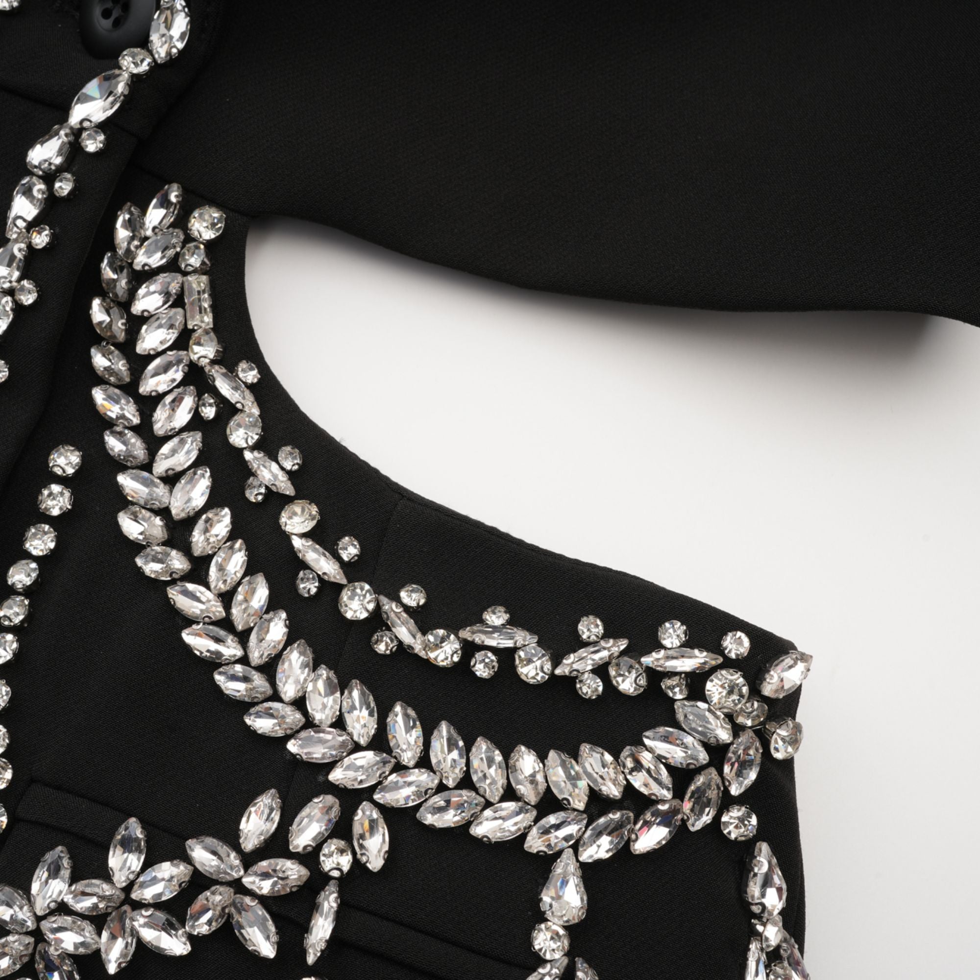 Audrey Black Crystal-Embellished Cut-Out Jacket