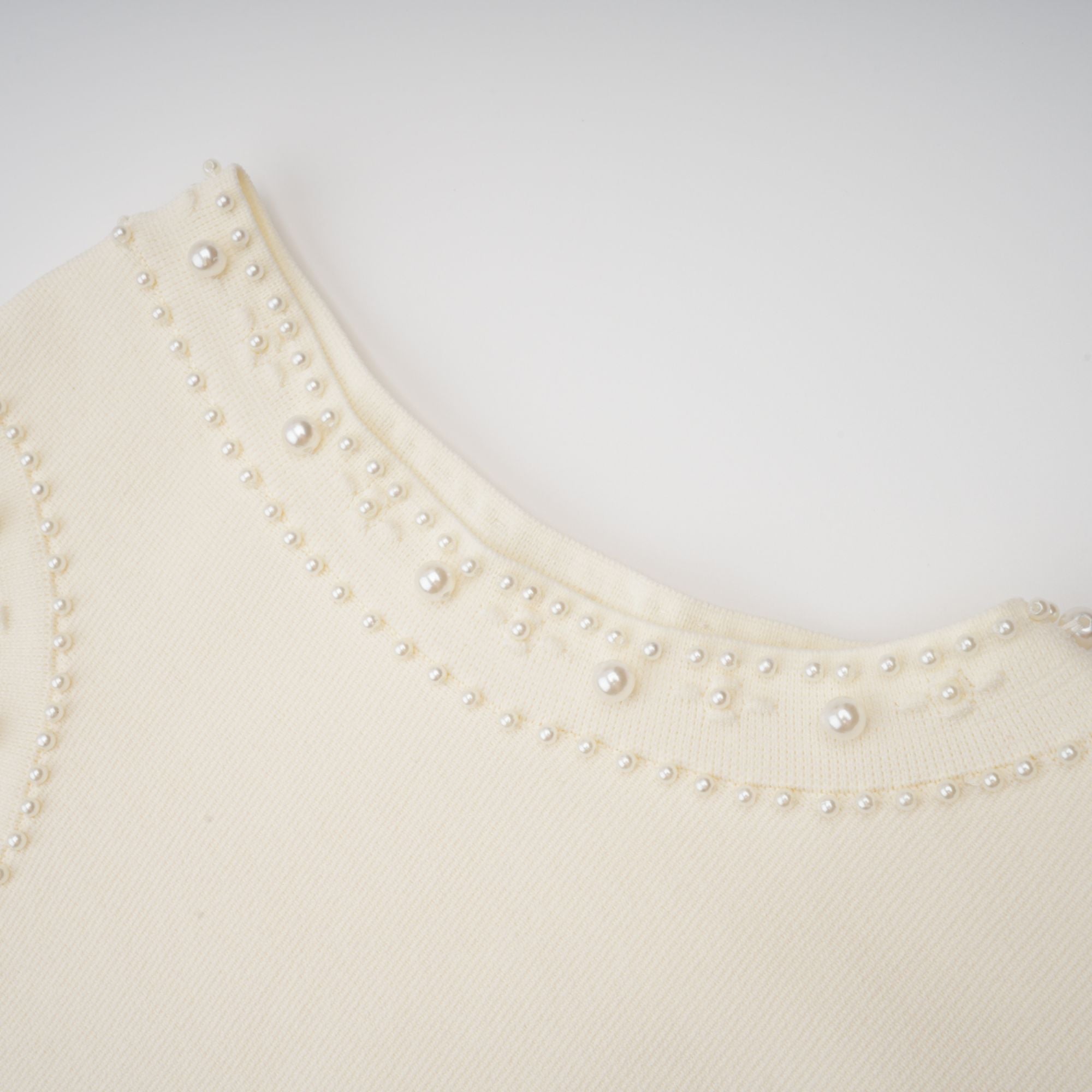 Donatienne white faux-pearl knitted maxi dress (Final Sale)