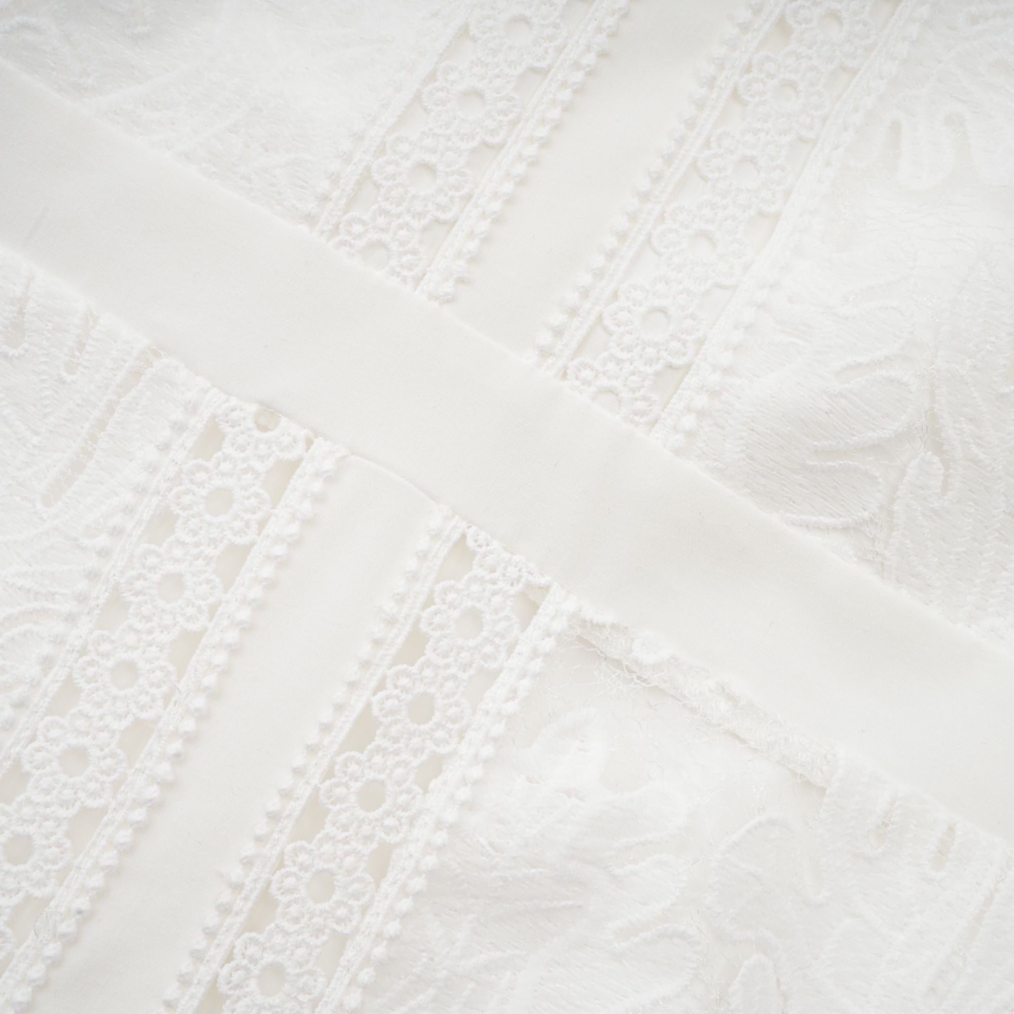 Madeleine White Paneled Embroidered Midi Dress