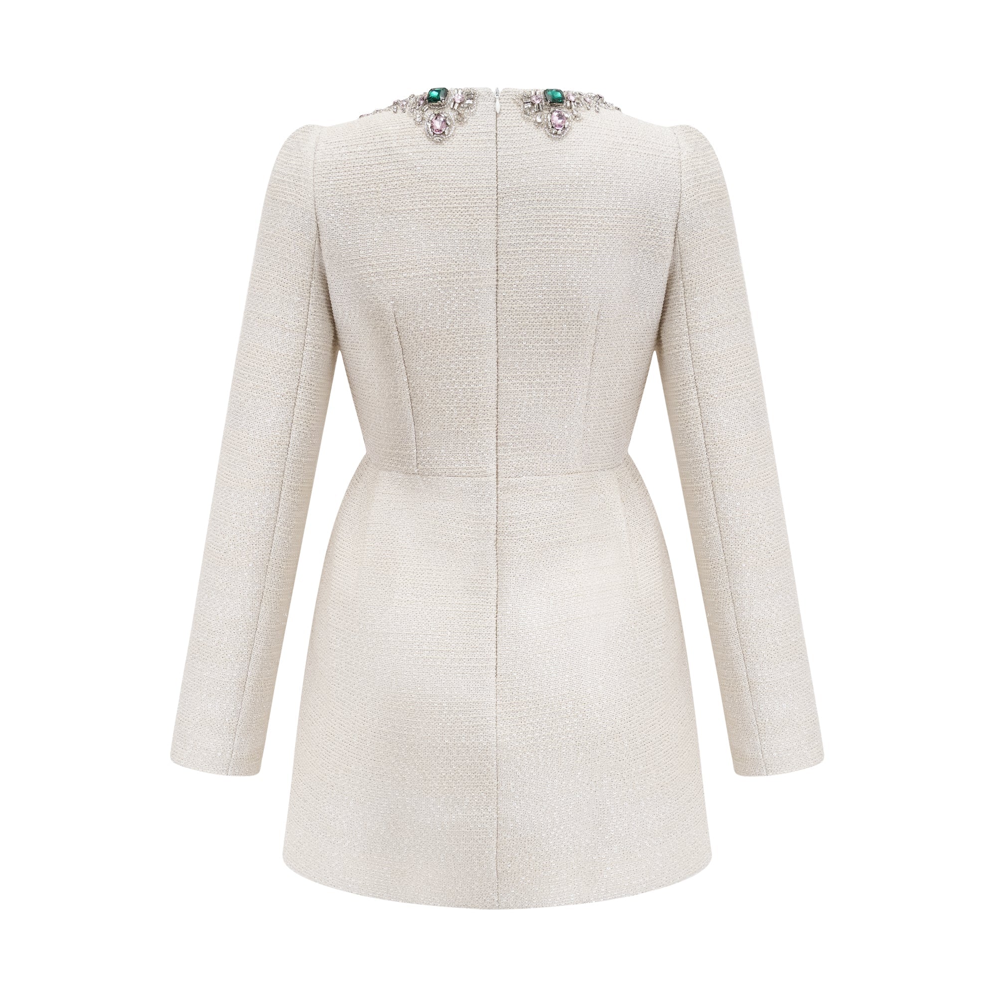 Pauline white tweed bead-embellished mini dress (Final Sale)