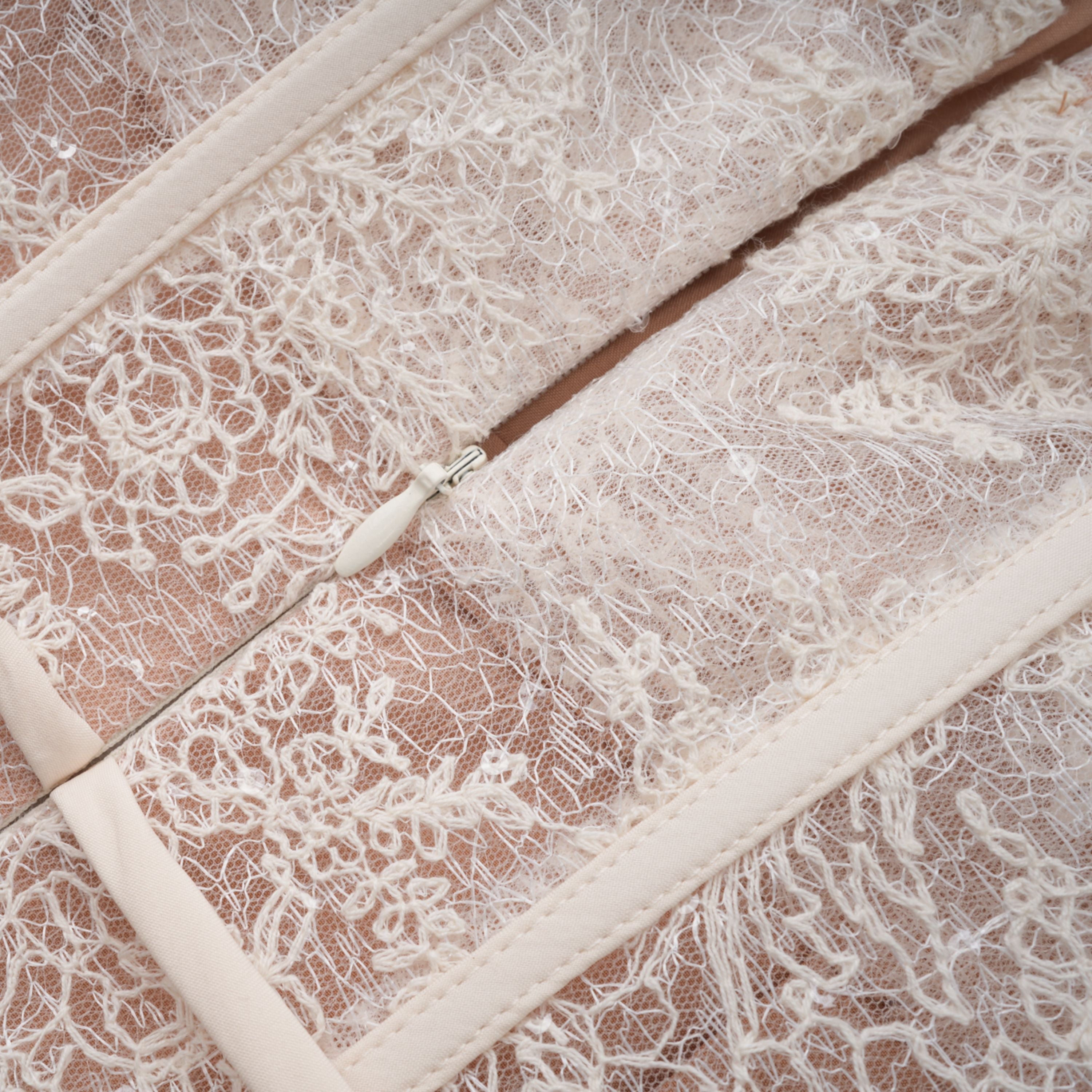Mira Neutrals Lace Panel Tulle Midi Dress (Final Sale)