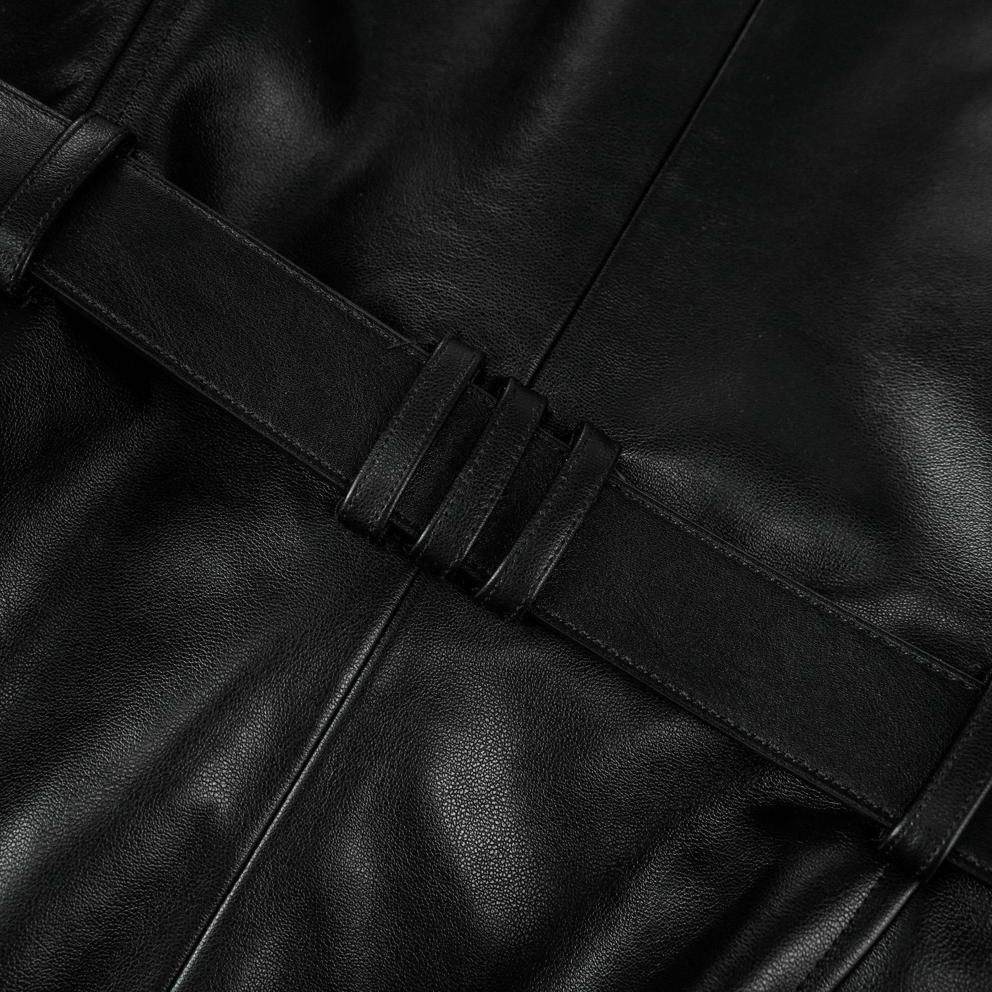 Isabel Black Belted Faux Leather Jacket (Final Sale)