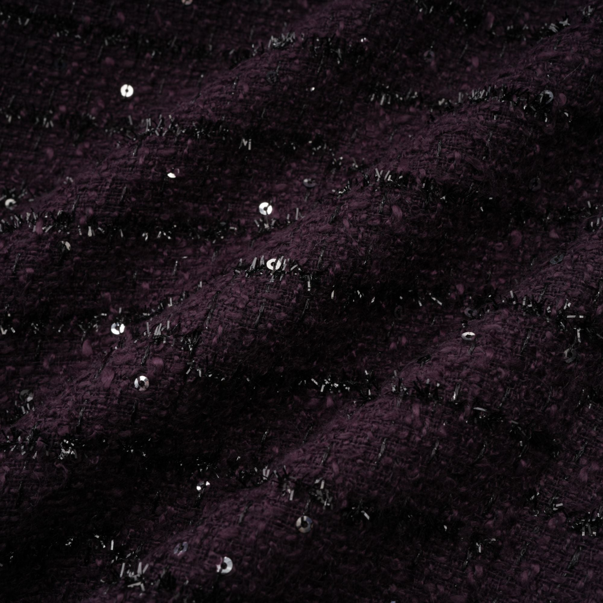 Brigitte Purple Sequined Tweed Jacket & Skirt Matching Set