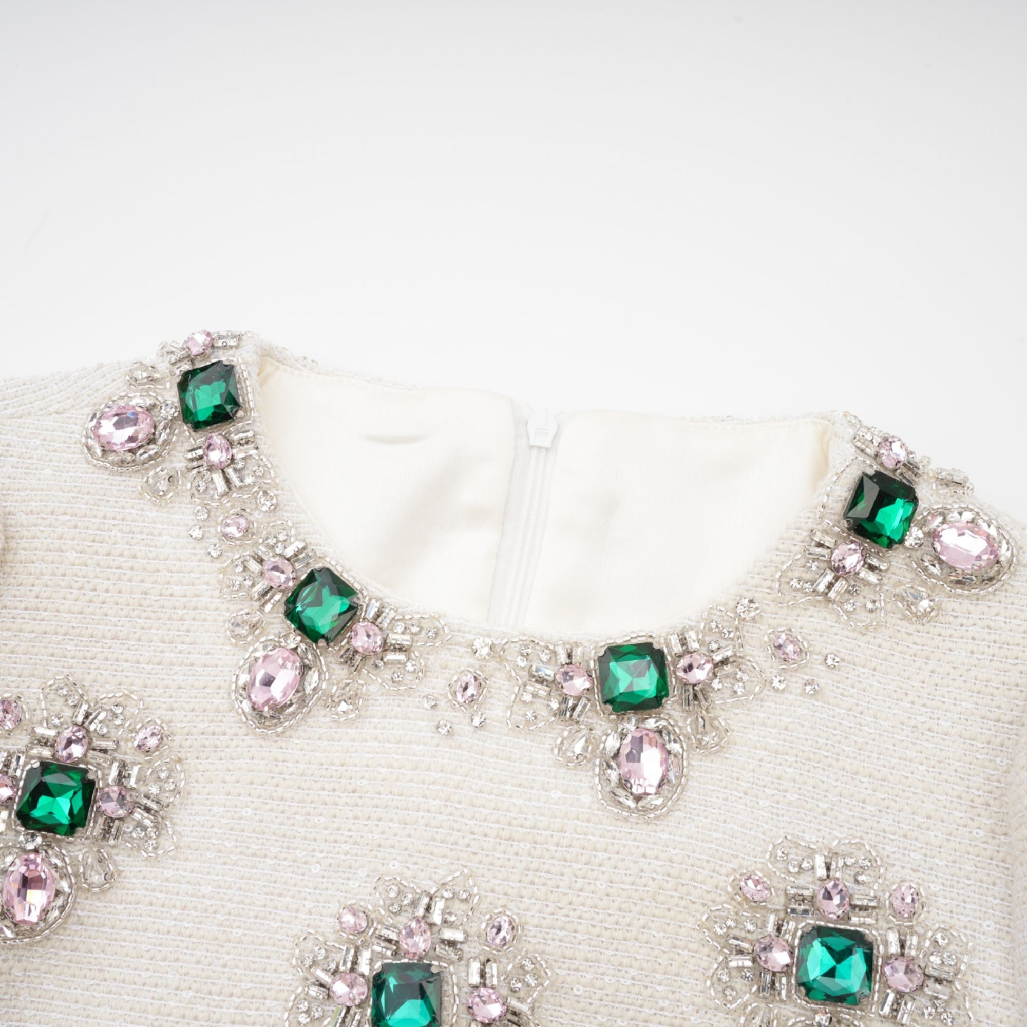 Pauline white tweed bead-embellished mini dress (Final Sale)