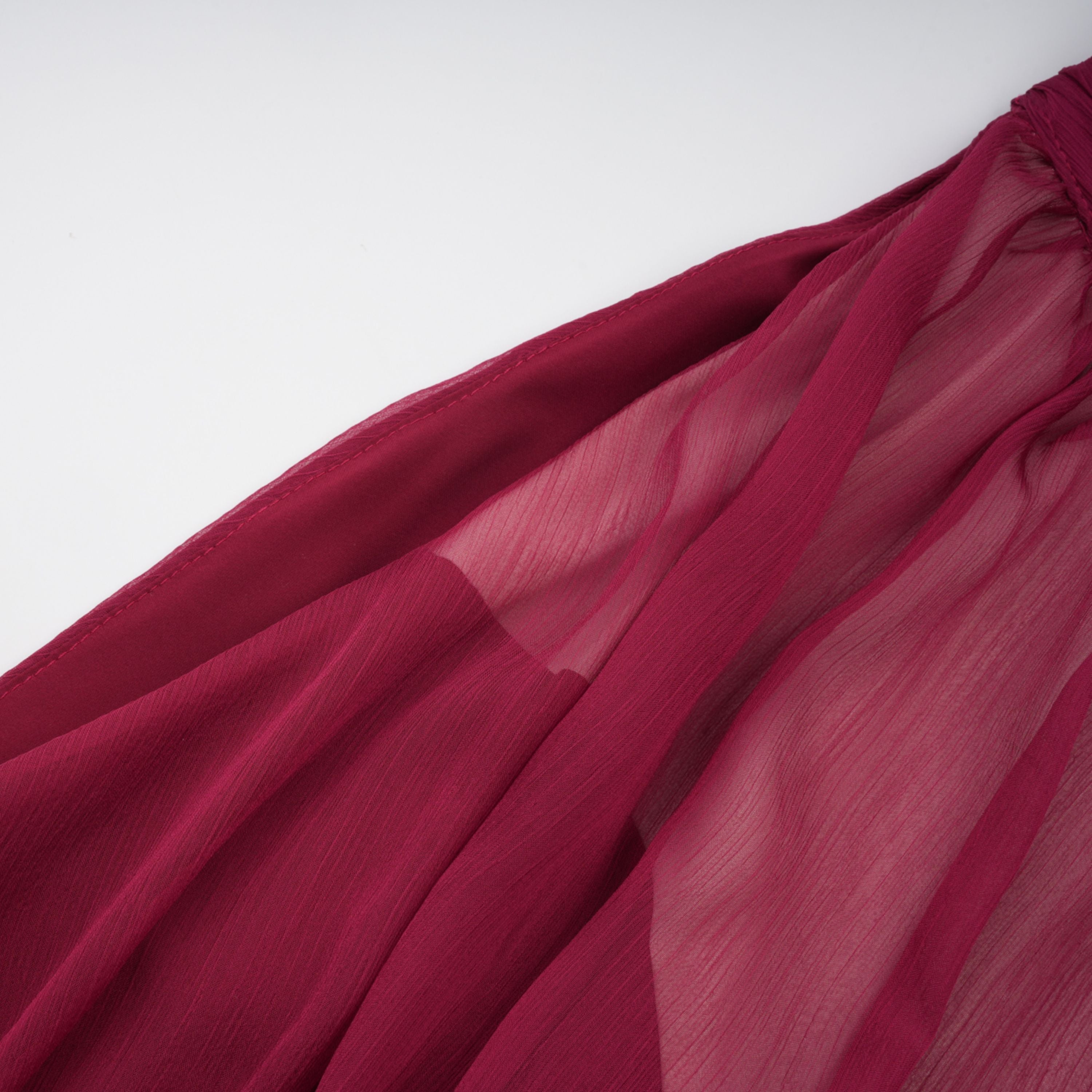 Éléna Burgundy Asymmetrical Ruffled Tulle Mini Dress (Final Sale)