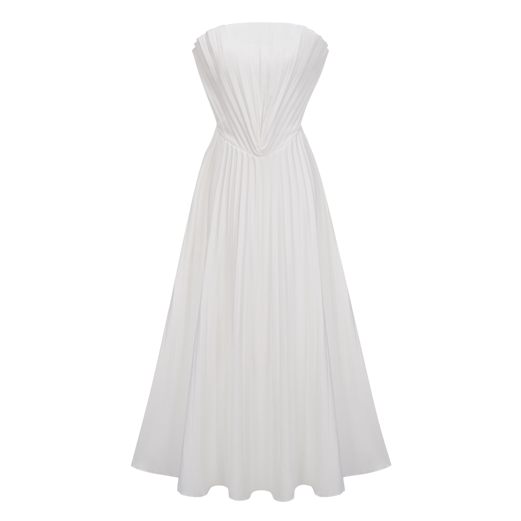 Carlotta White Shell Pleated Maxi Dress (Final Sale-US Only)