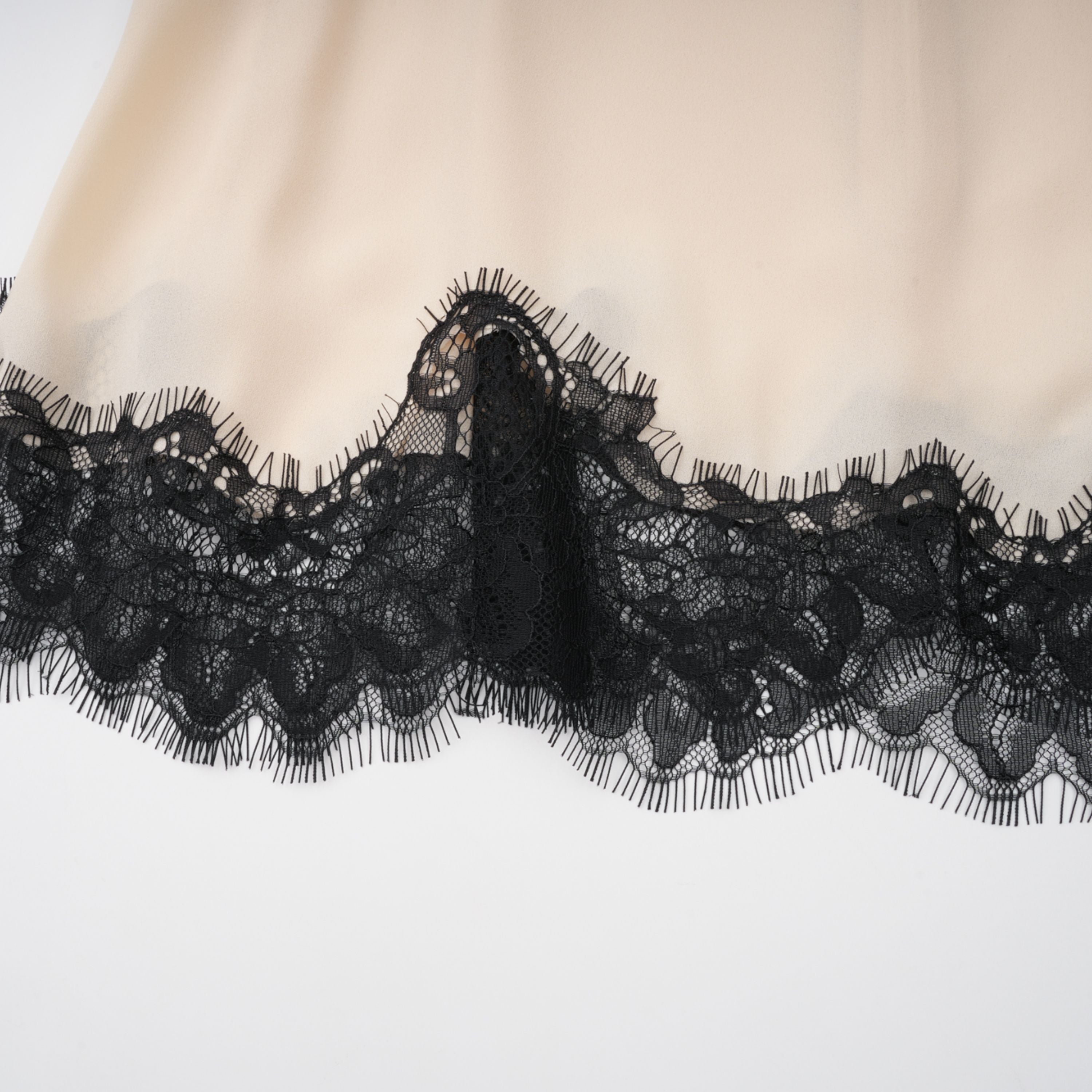 Zsófia Neutral Lace Panel Chiffon Top & Skirt Matching Set (Final Sale)