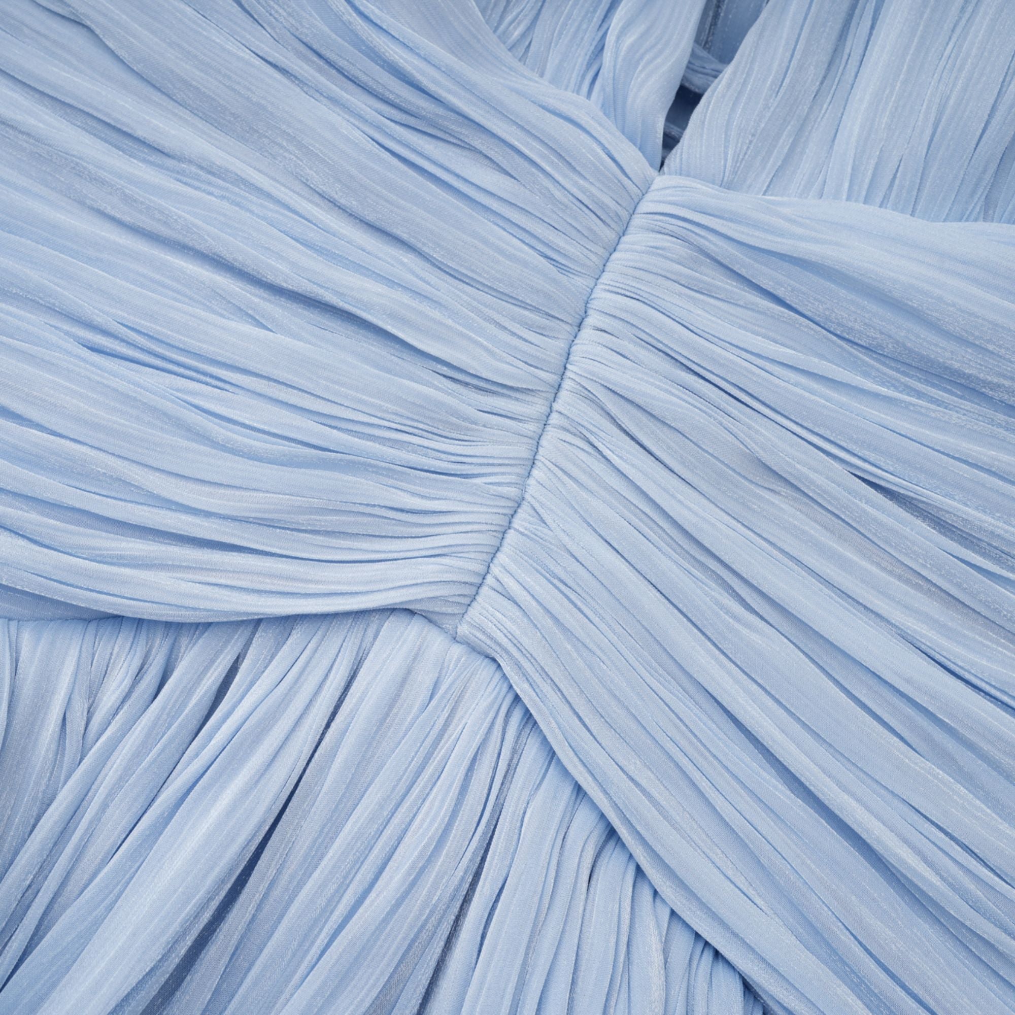Blue Glossy Gathered Maxi Dress