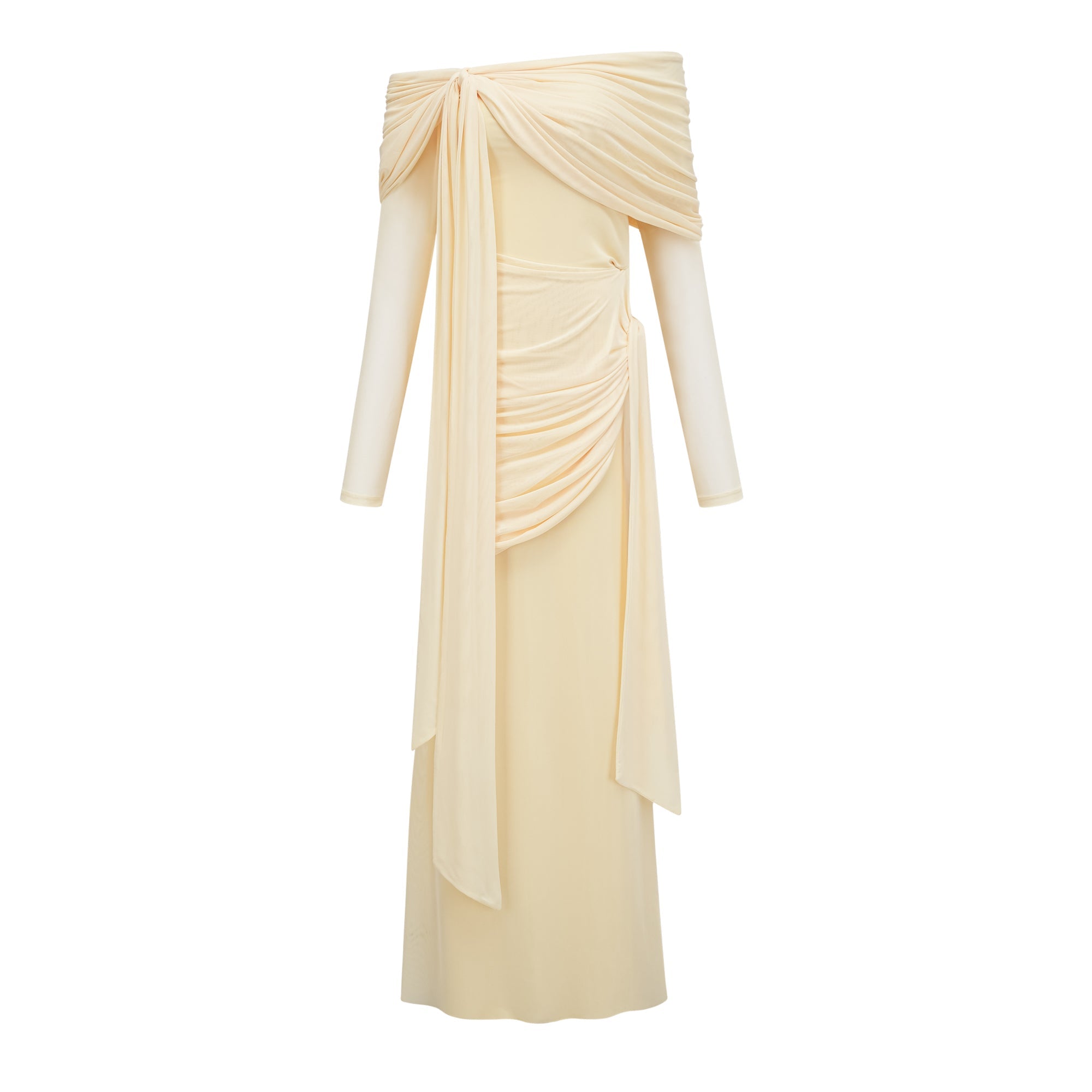Off-shoulder Maxi Dress in Butter Yellow